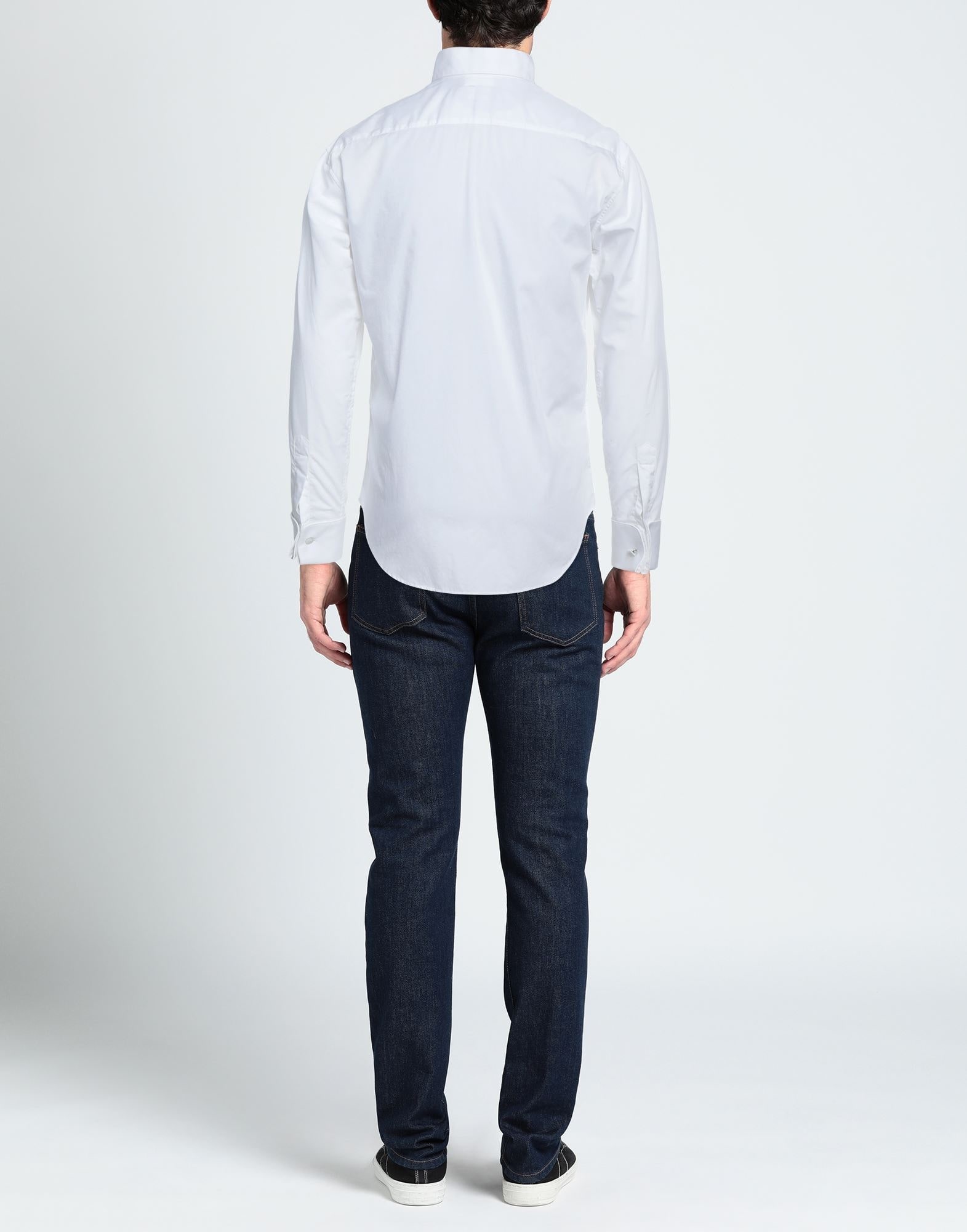 White Men's Solid Color Shirt - 3