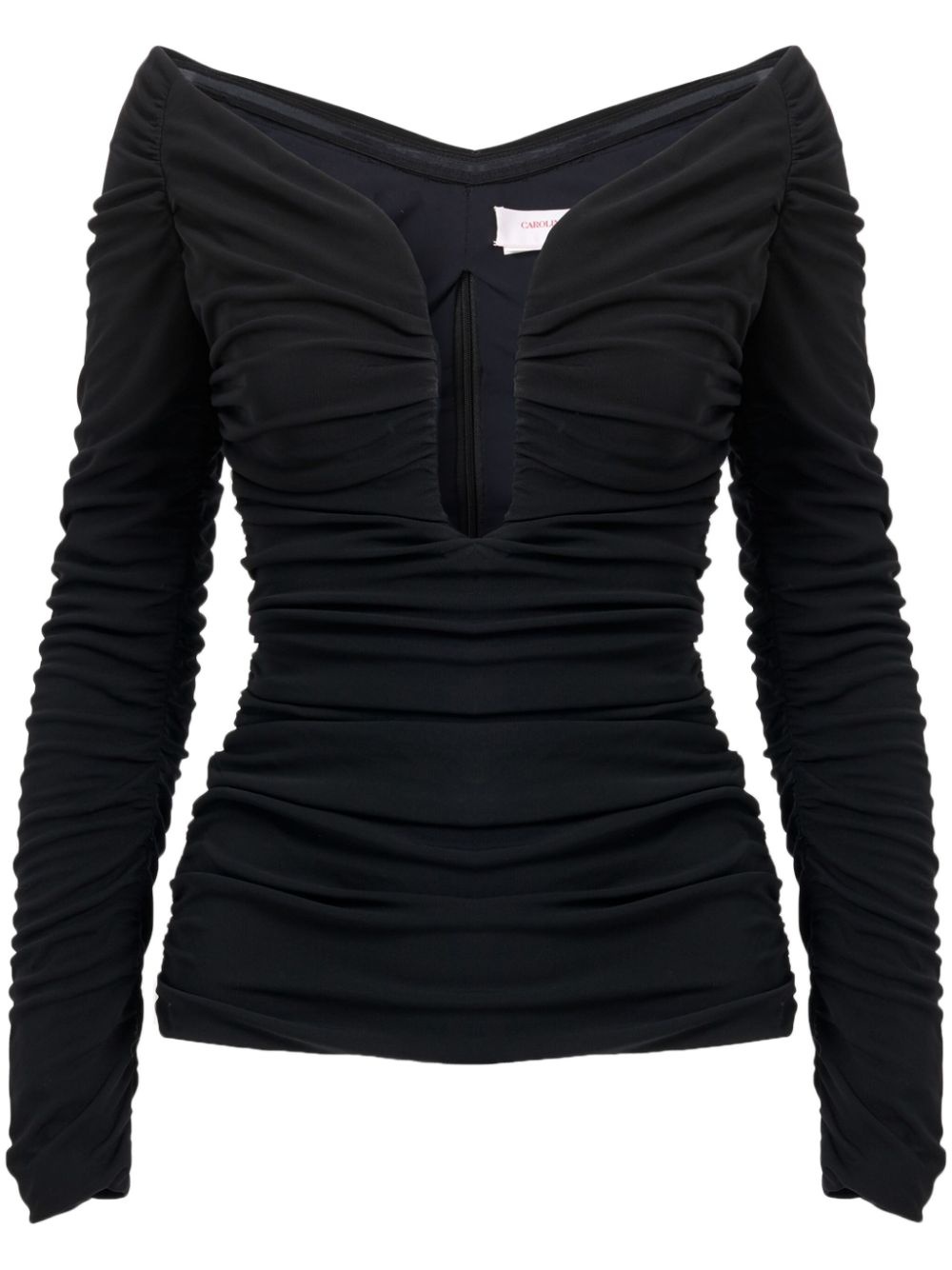ruched U-neck top - 1