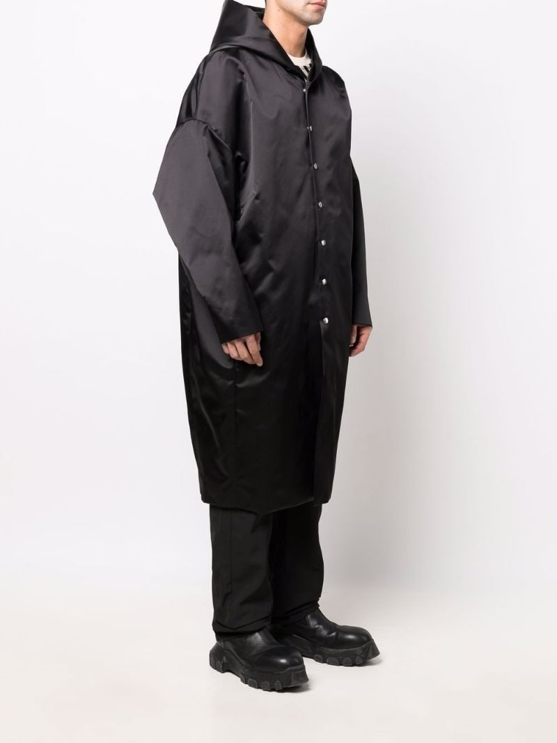 hooded single-breasted oversized coat - 3