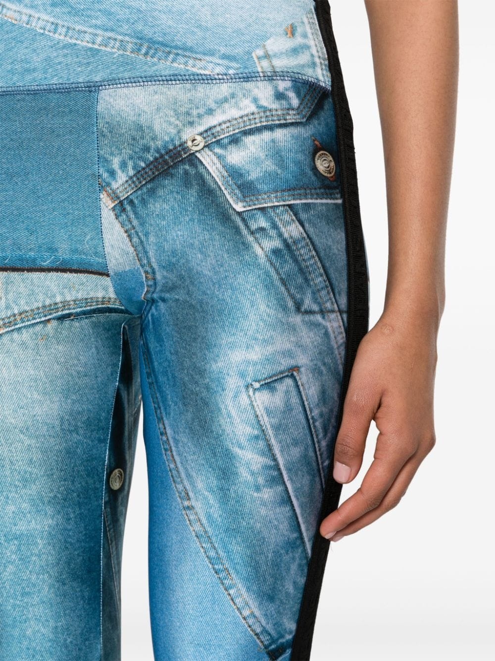 Patch Denim-print leggings - 5