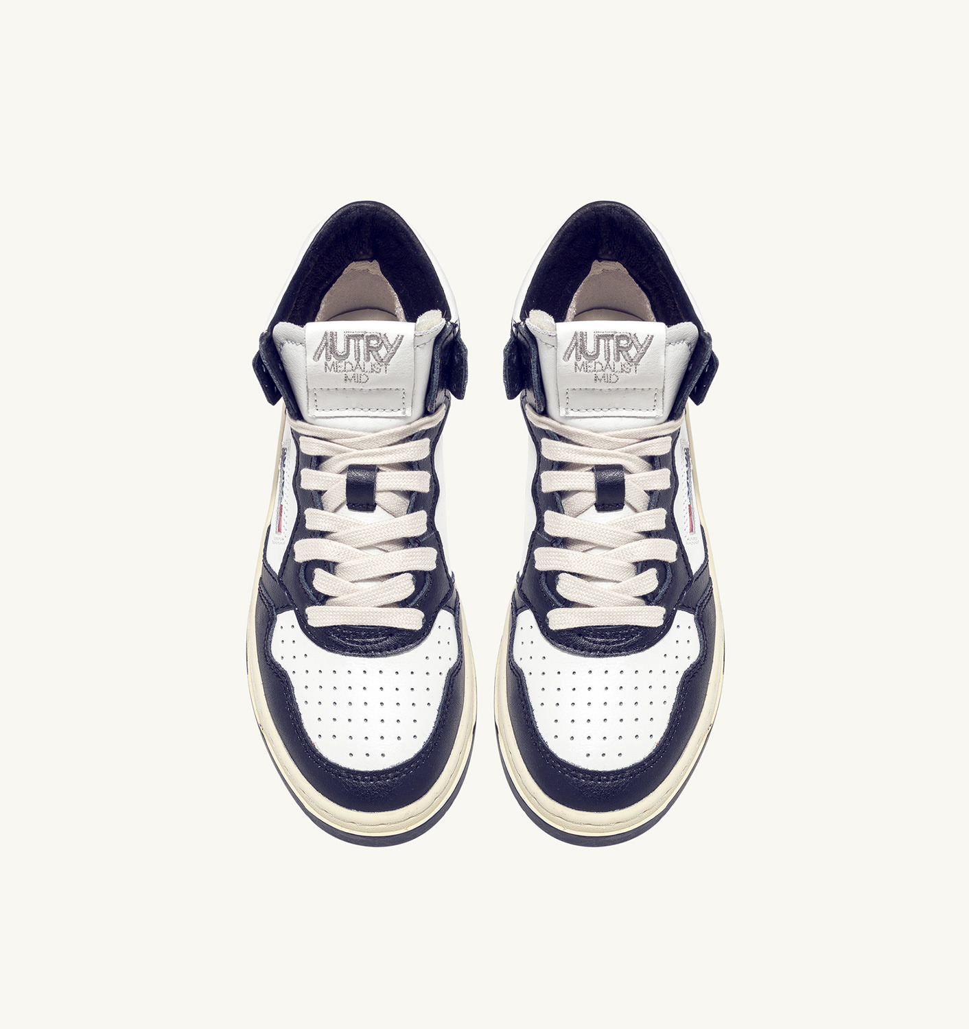 MEDALIST MID BICOLOR SNEAKERS IN WHITE AND BLUE LEATHER - 5