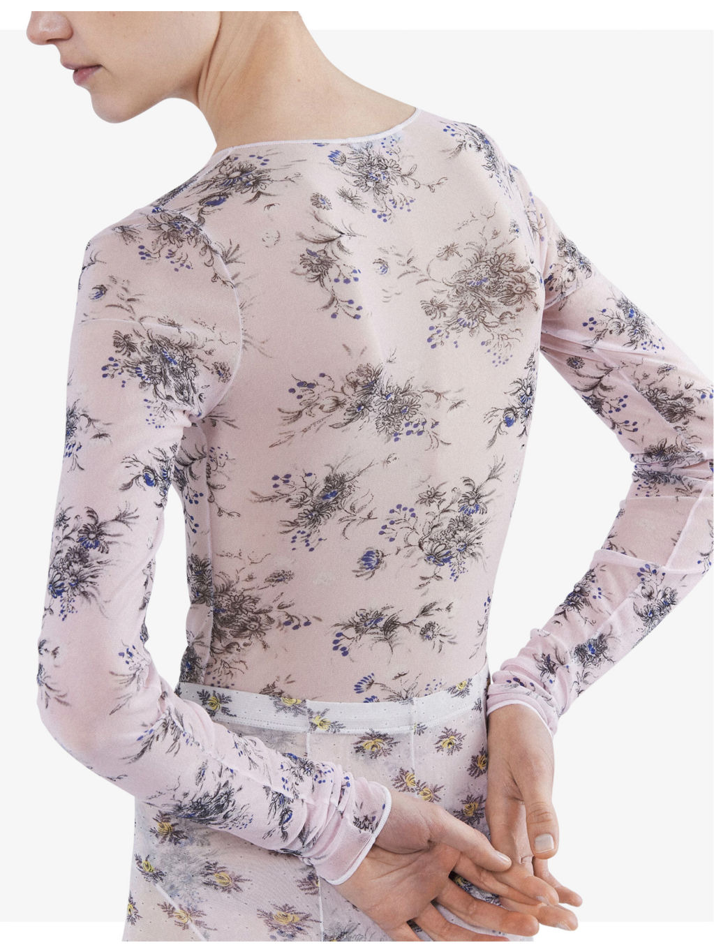 Floral-print slim-fit stretch-tulle bodysuit - 4