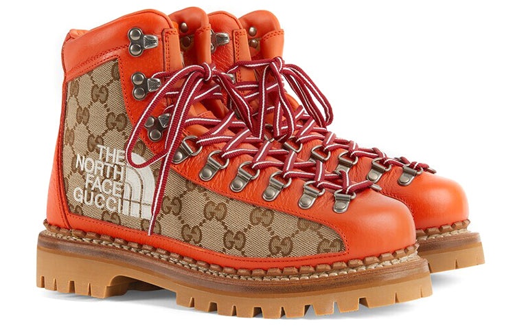 (WMNS) Gucci x The North Face Canvas Leather Boots 'Orange' 679927-18A40-7570 - 3