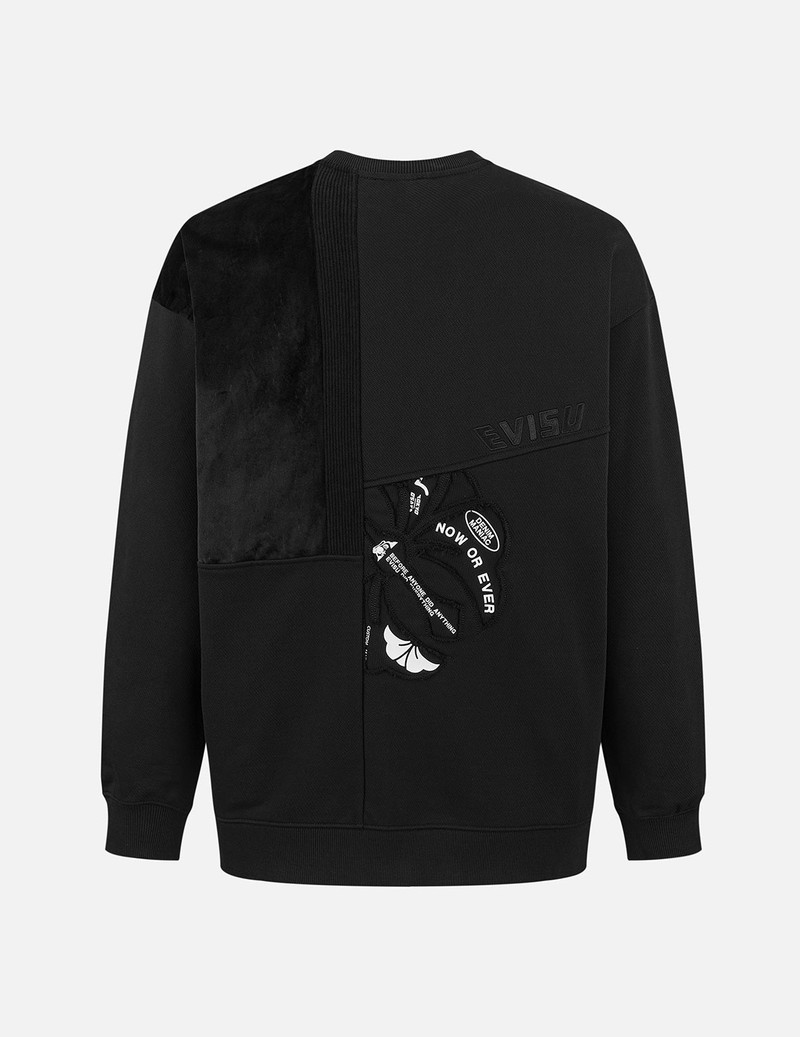 EVISU Kamon Appliqué Patchwork Loose Fit Sweatshirt outlook
