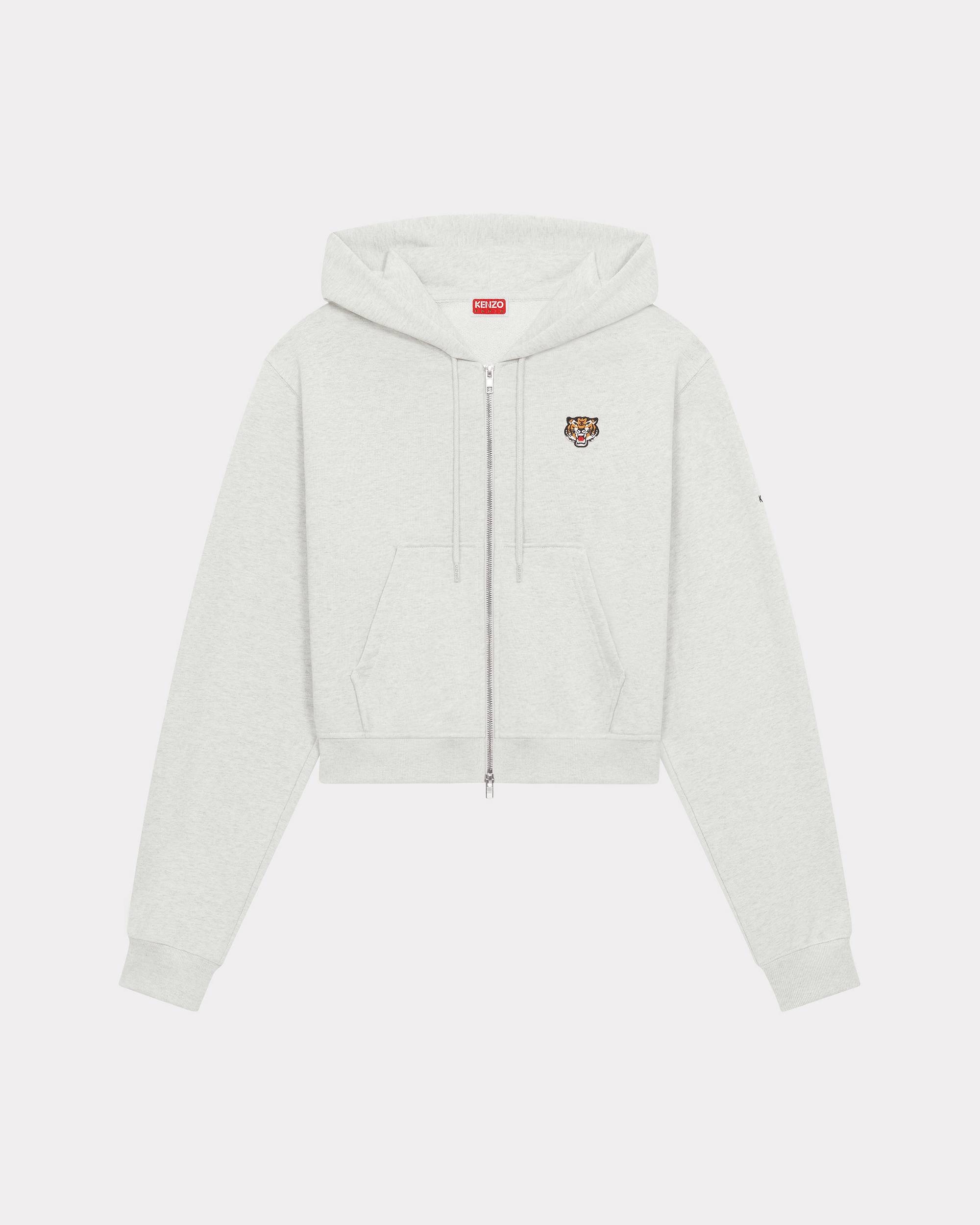 'Lucky Tiger Crest' embroidered zip-up hoodie - 1