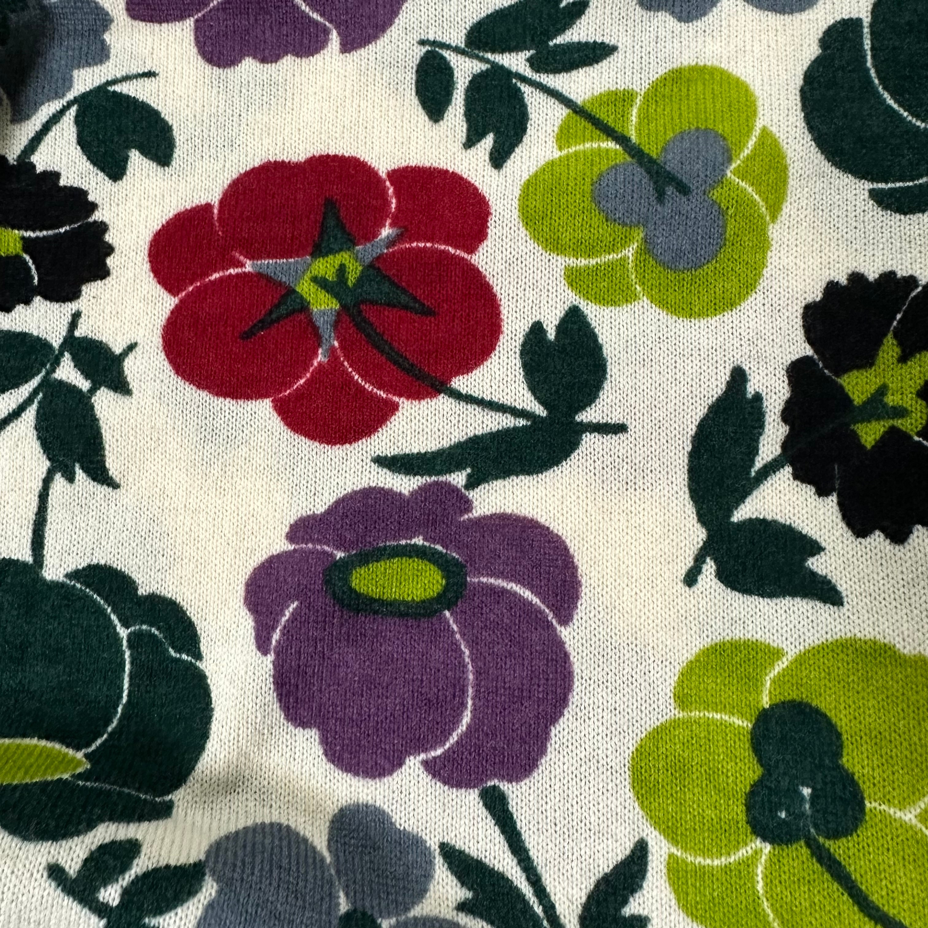 CHRISTIAN DIOR Fall Winter 2001 V-neck Floral Print Knit Sweater - 4