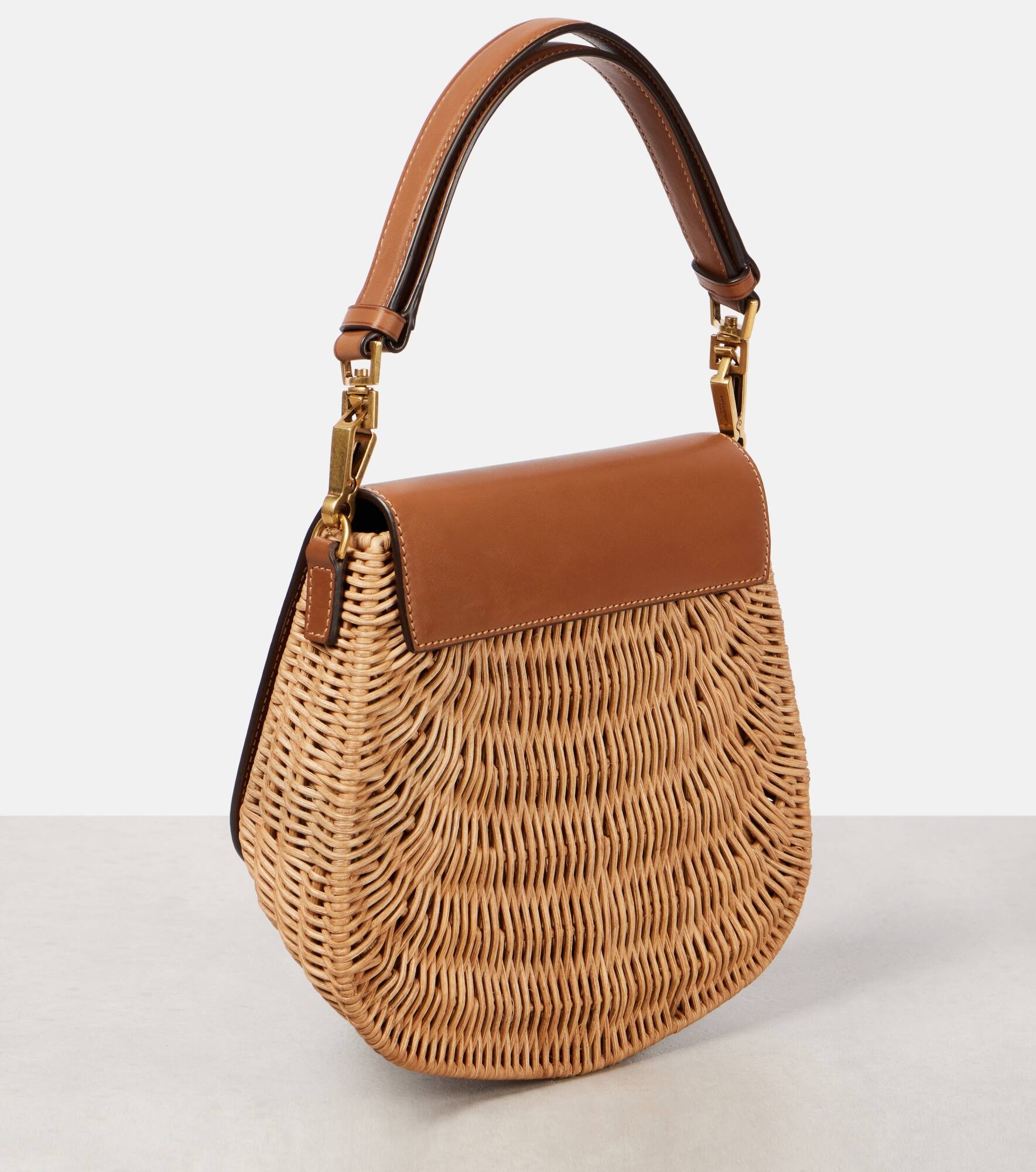 Voltaire leather and wicker tote bag - 3