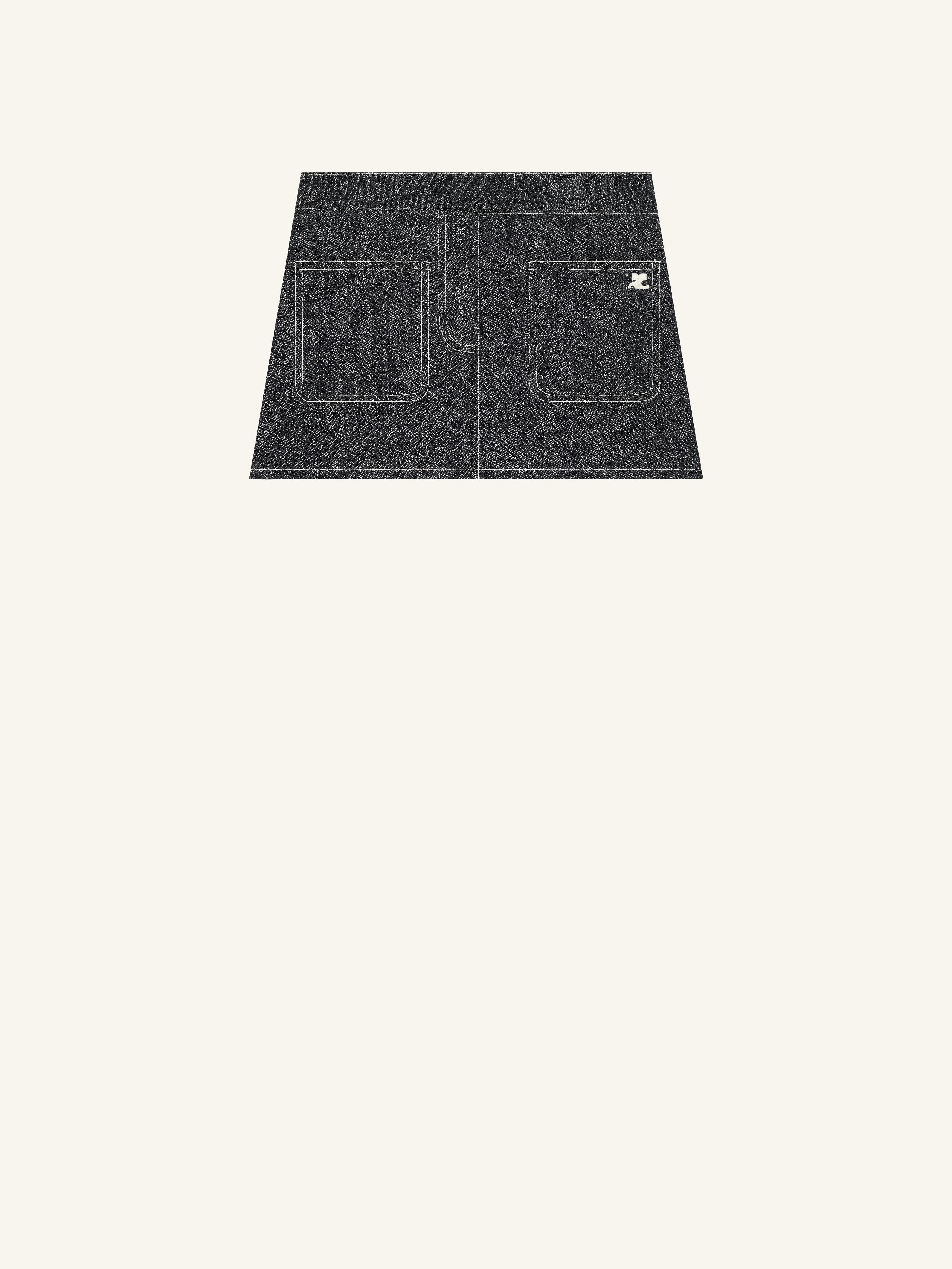 2-POCKET DENIM TWEED MINI SKIRT - 1