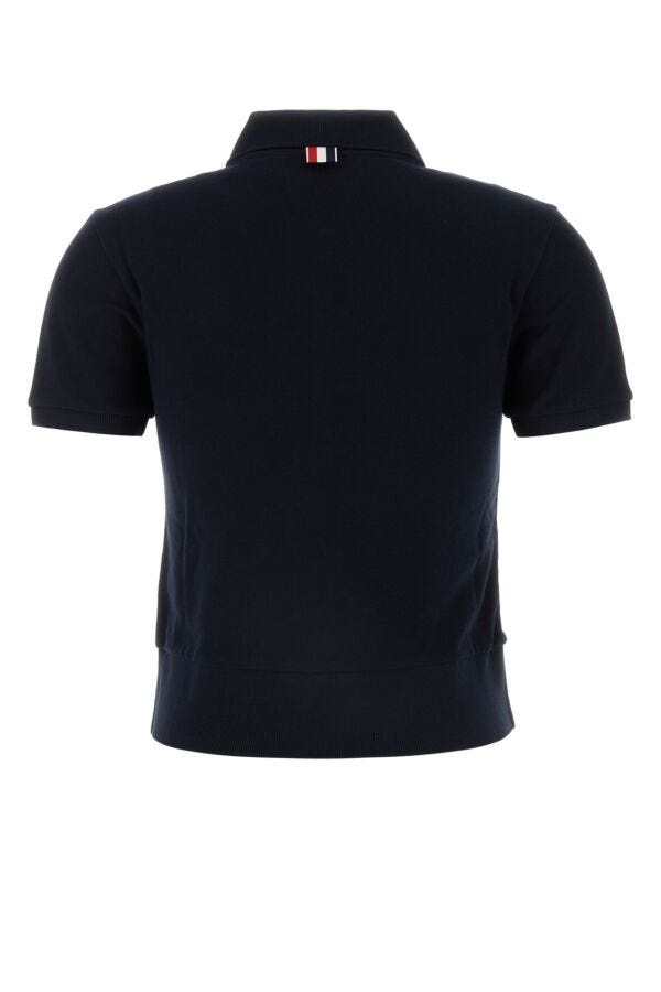 Thom Browne Woman Navy Blue Piquet Polo Shirt - 2