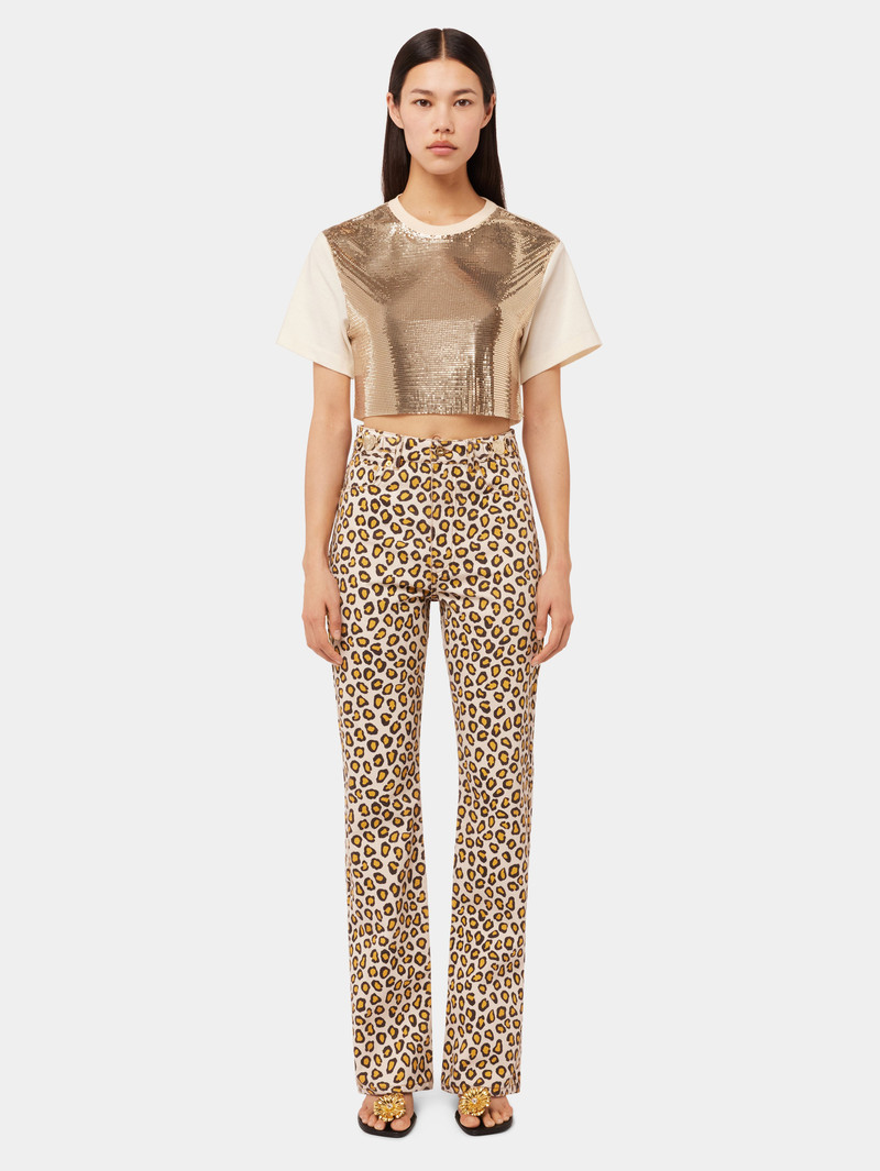 LEOPARD PRINTED FLARE JEANS 1