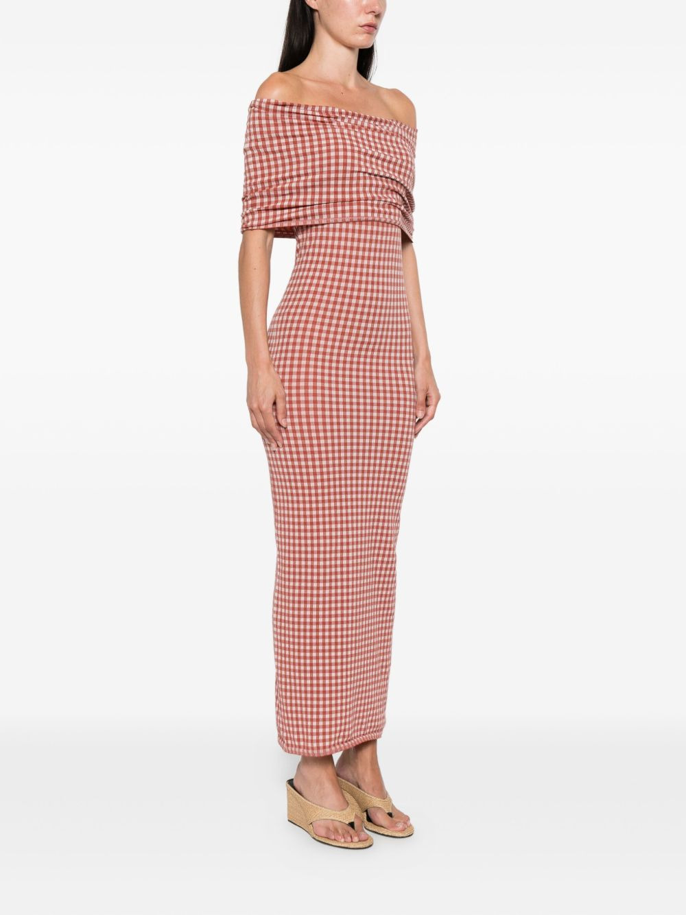 gingham knit maxi dress - 3
