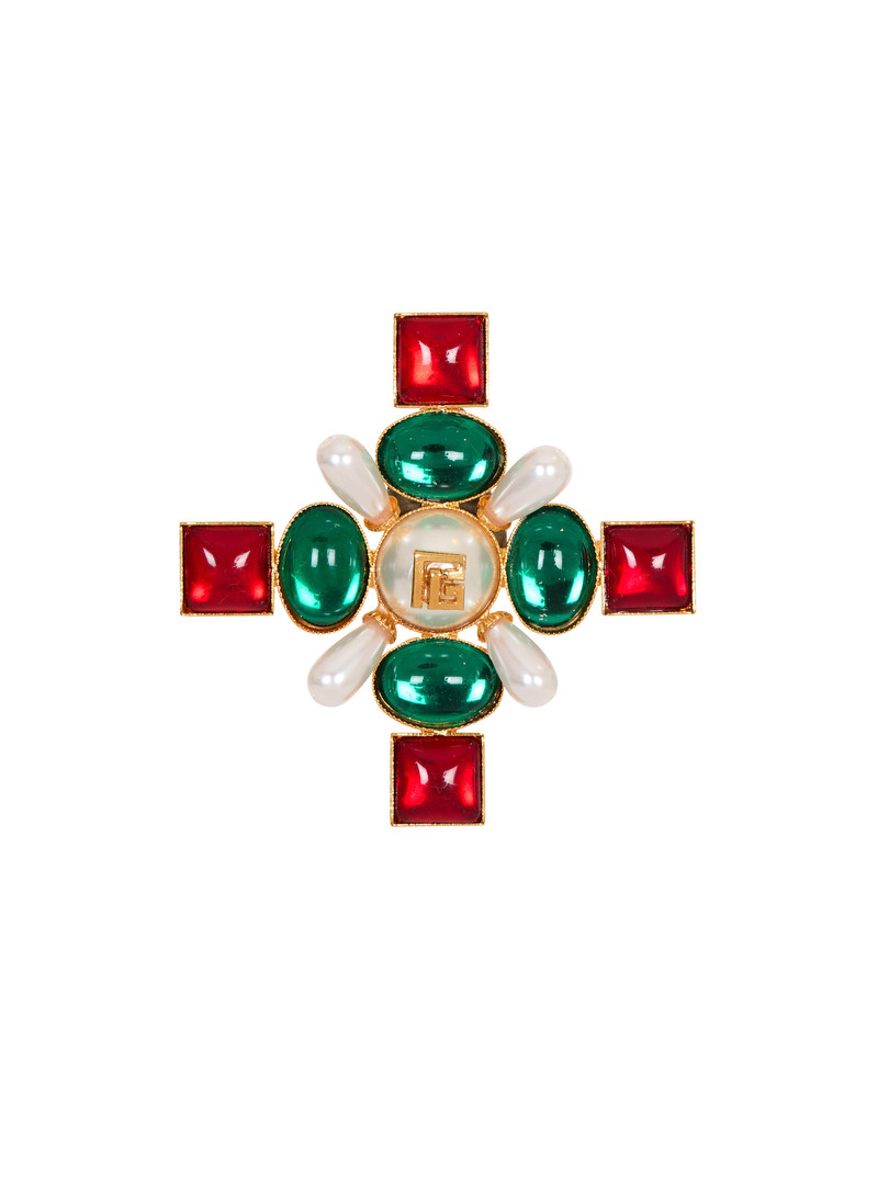 Baroque bead and crystal brooch 1