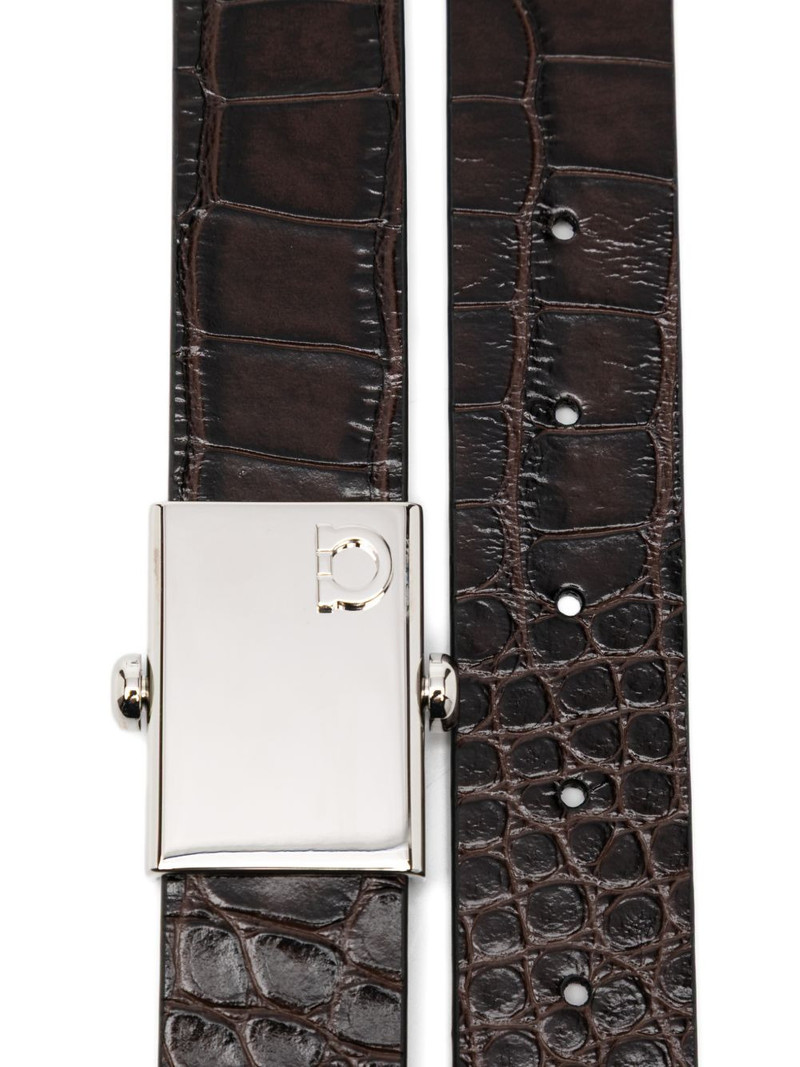 FERRAGAMO crocodile-print leather belt outlook