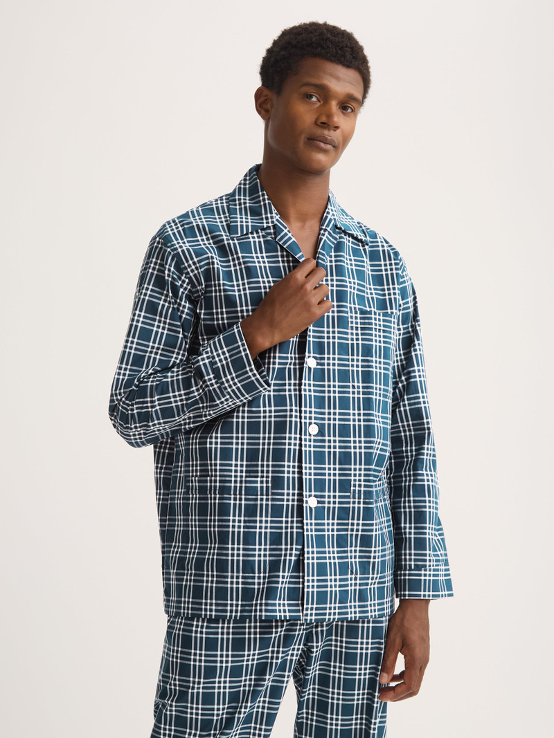 Barker Cotton Pajamas French Blue & White Check 4