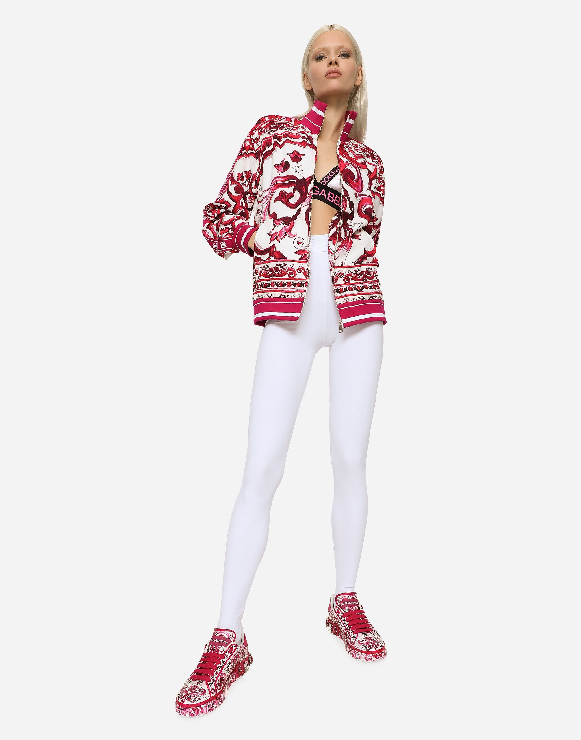 Zip-up cady sweatshirt with Majolica print - 2