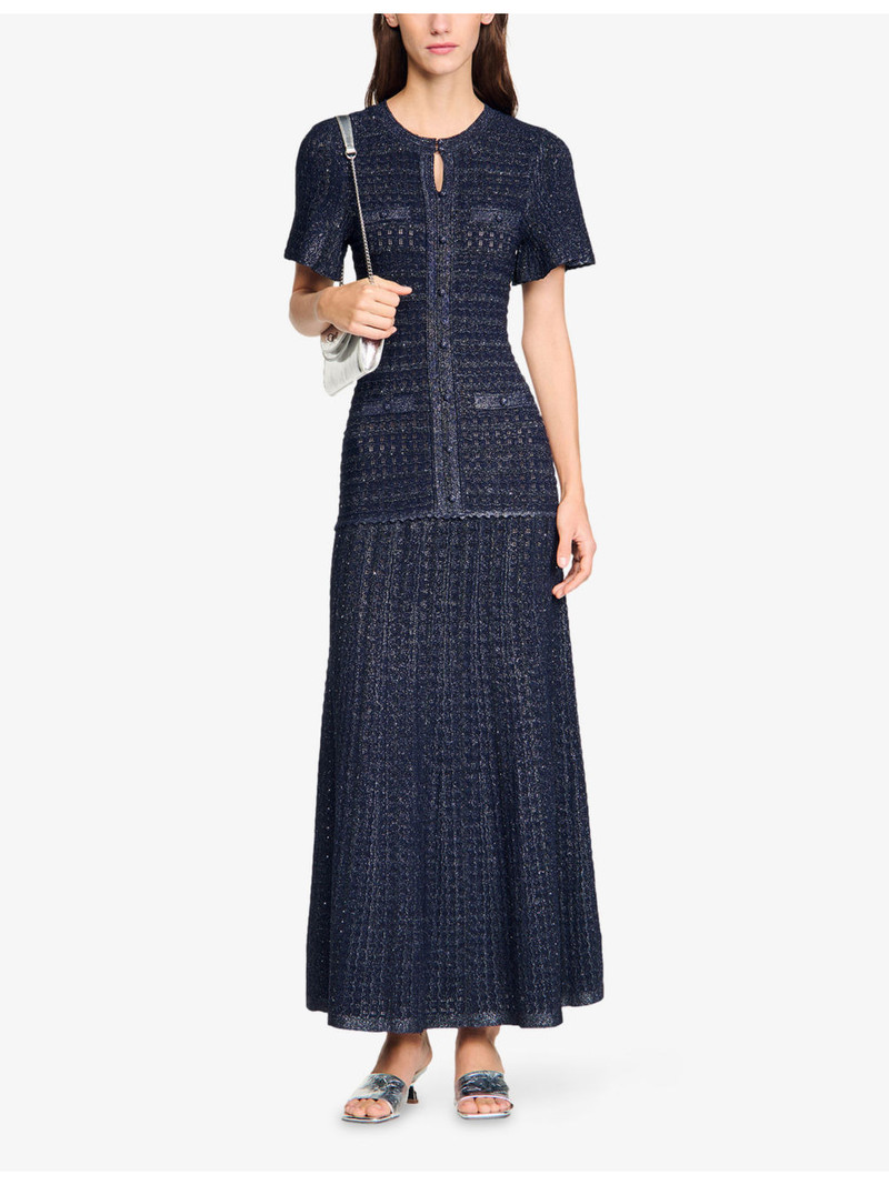 Sandro Rhinestone-Embellished Knitted Maxi Dress outlook