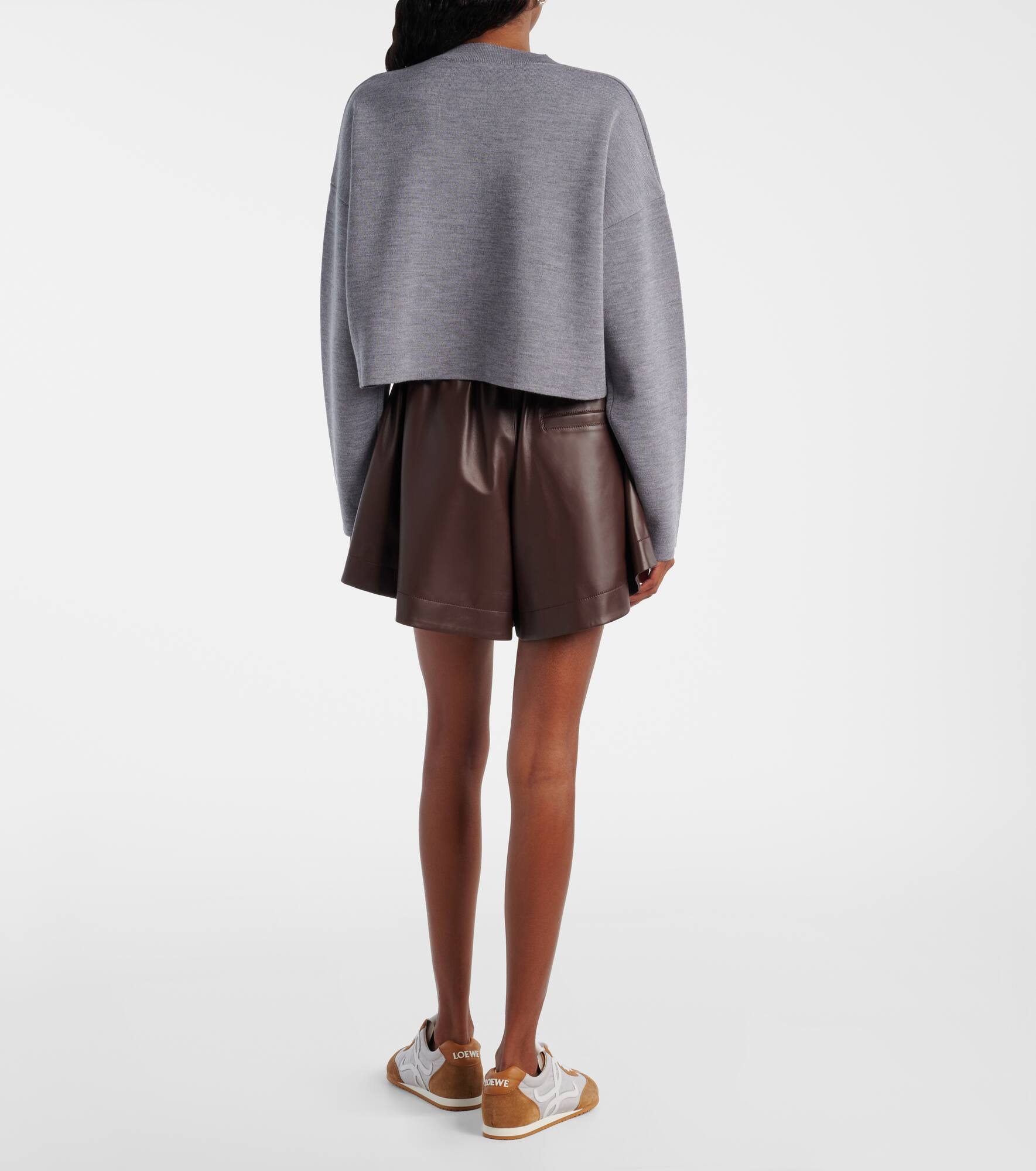 Anagram cropped wool-blend sweater - 3