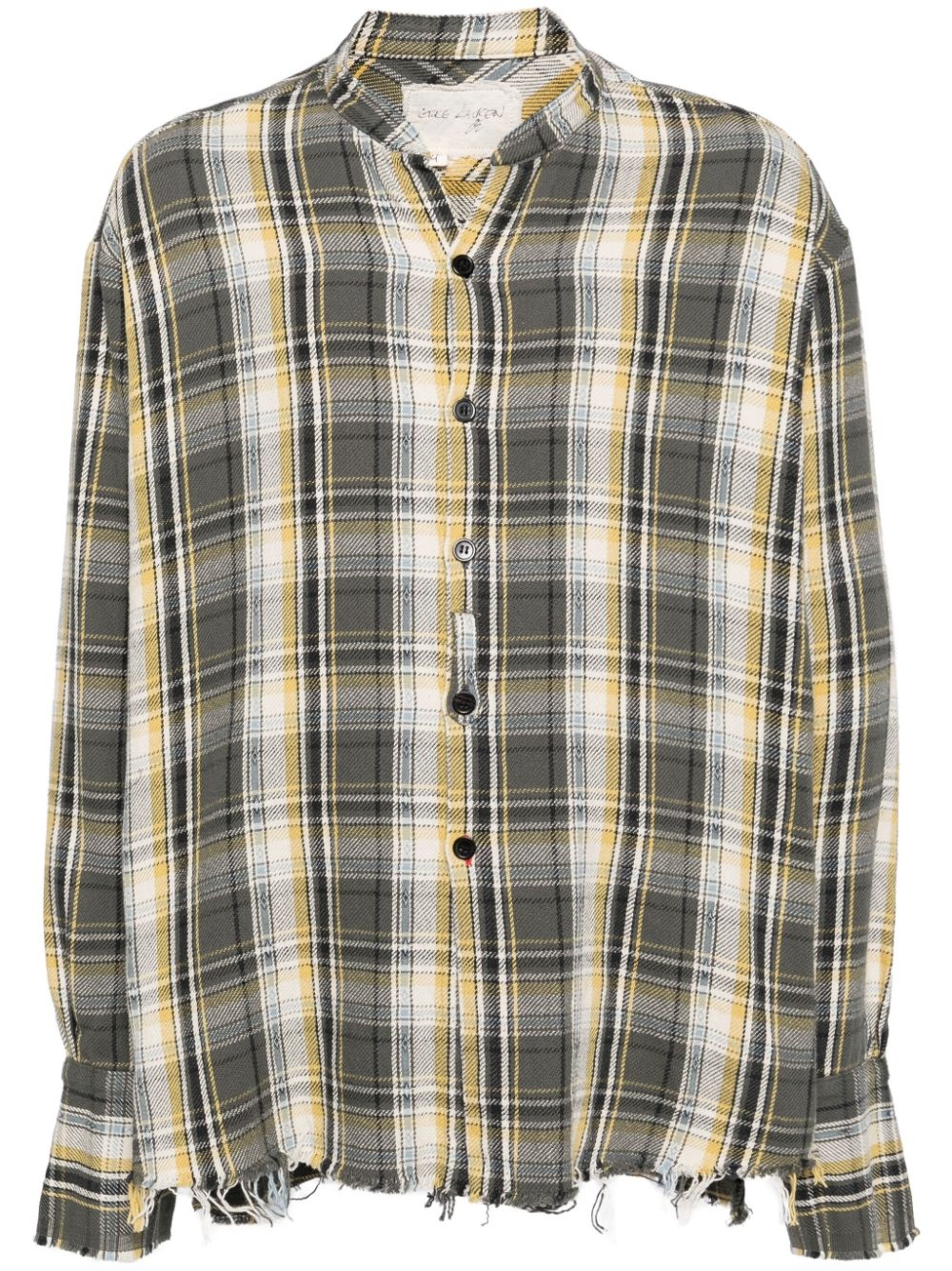 raw-cut hem plaid cotton shirt - 1