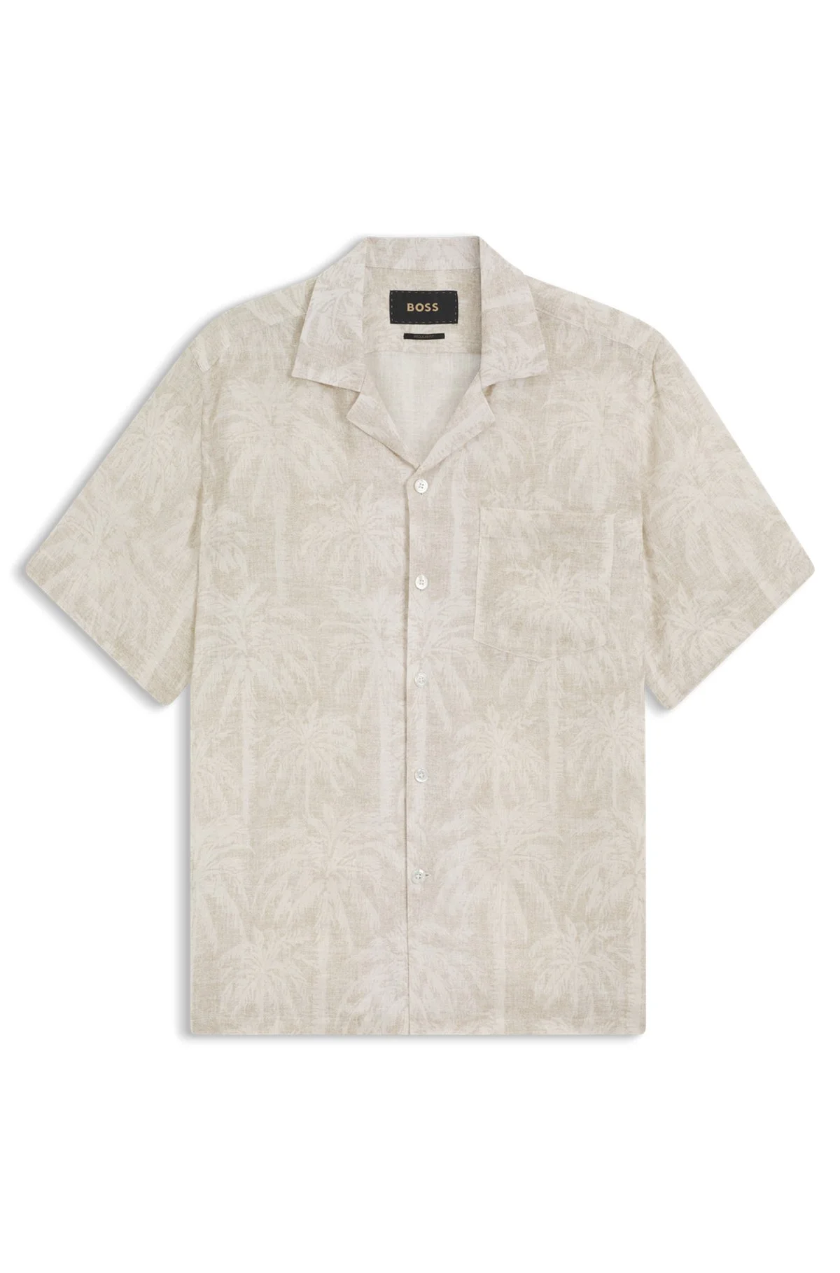 REGULAR-FIT SHIRT IN PALM-PRINT ITALIAN LINEN - 1