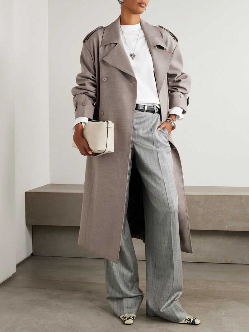 The Frankie Shop Bleecker Woven Trench Coat outlook