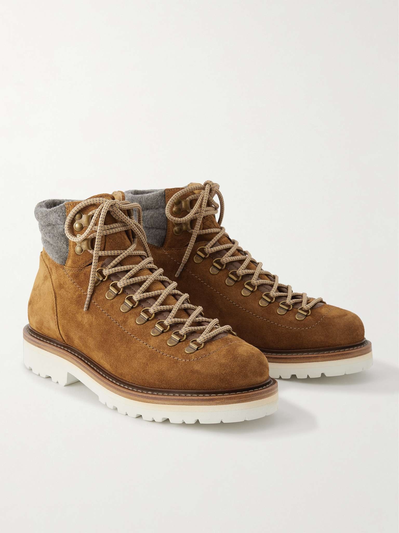 Flannel-Trimmed Suede Boots - 4