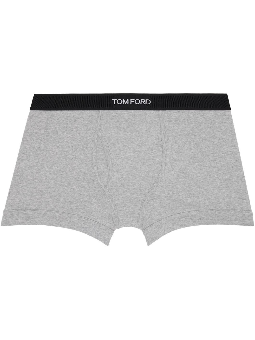 Two-Pack Black & Gray Cotton Boxer Briefs - 2