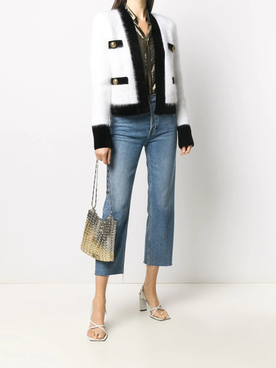 Balmain velvet trim cropped cardigan outlook