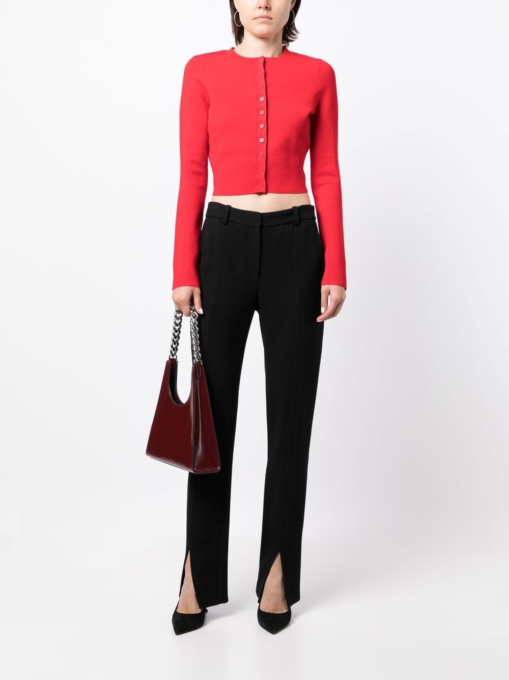 pointelle-knit cropped cardigan - 2