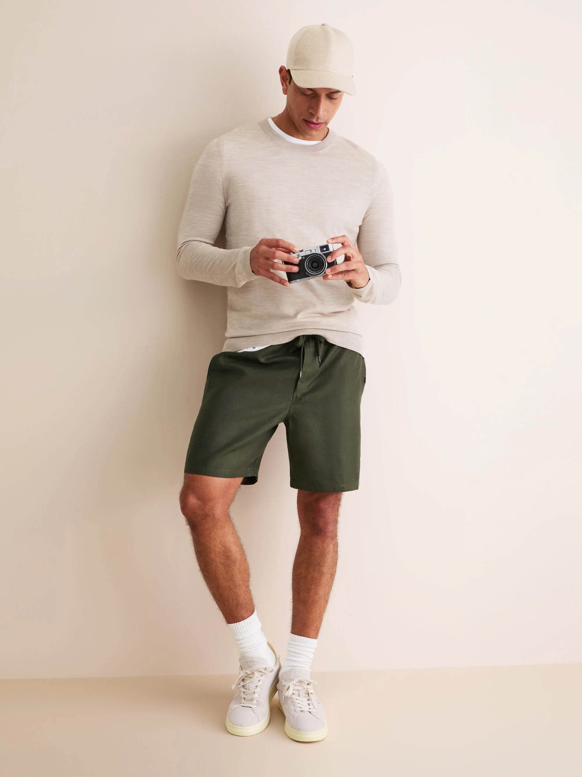 Sydney Linen Shorts Khaki - 1