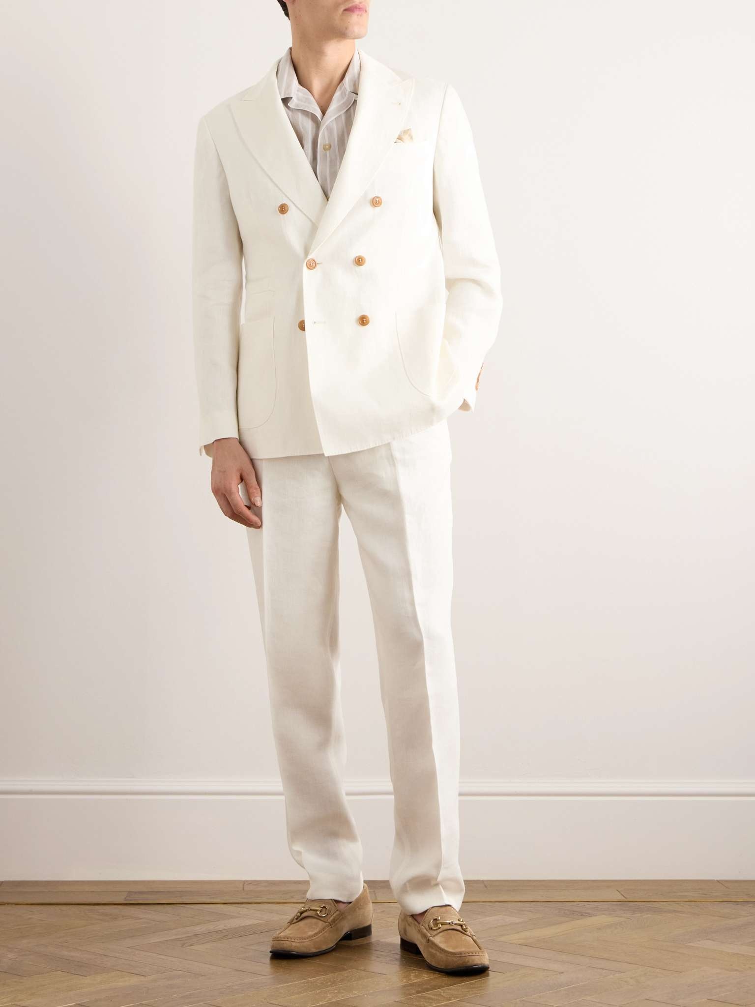 Double-Breasted Linen Suit Jacket - 2