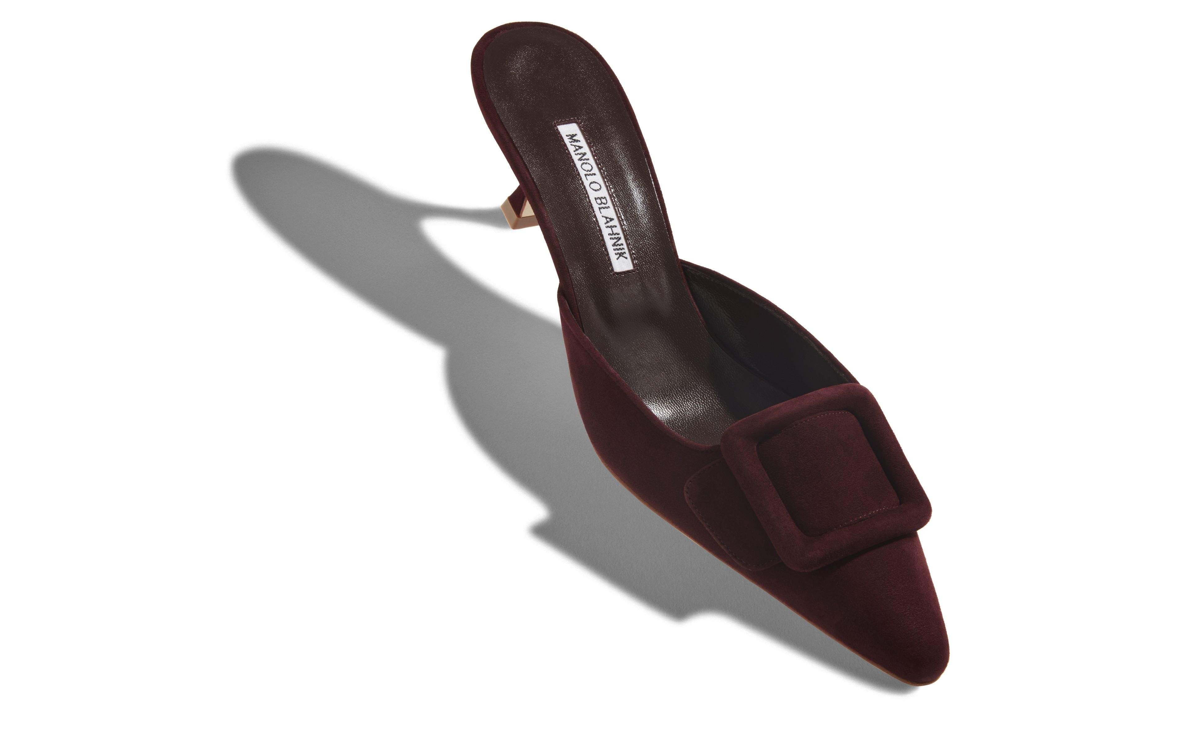 Burgundy Suede Kitten Heel Mules - 2