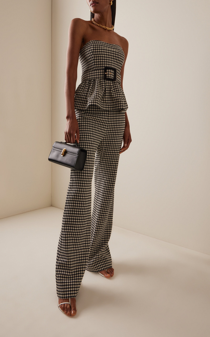 Cara Cara Christopher Houndstooth Wool-Blend Pants black/white outlook