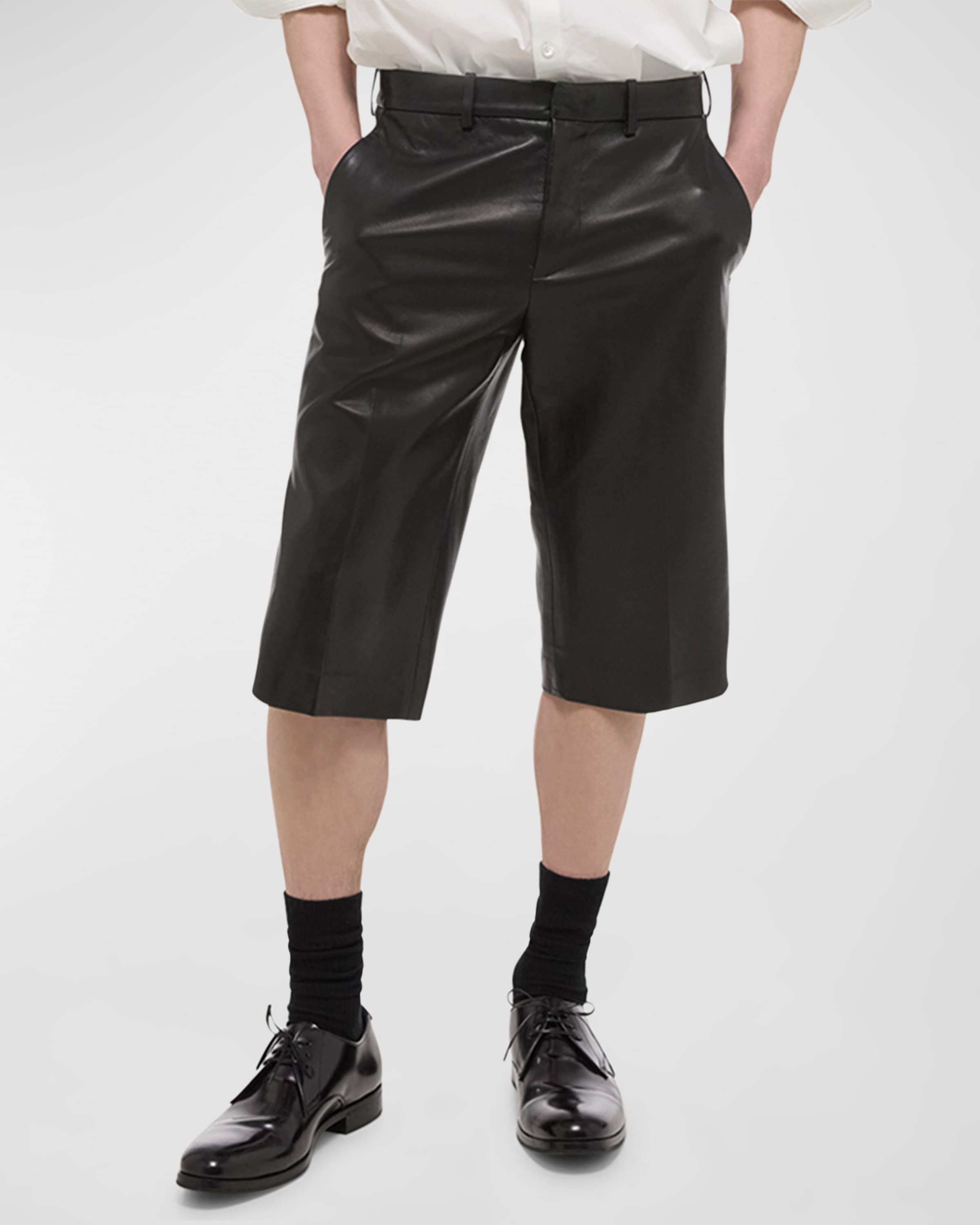 Men's Nappa Leather Zip-Hem Shorts - 1