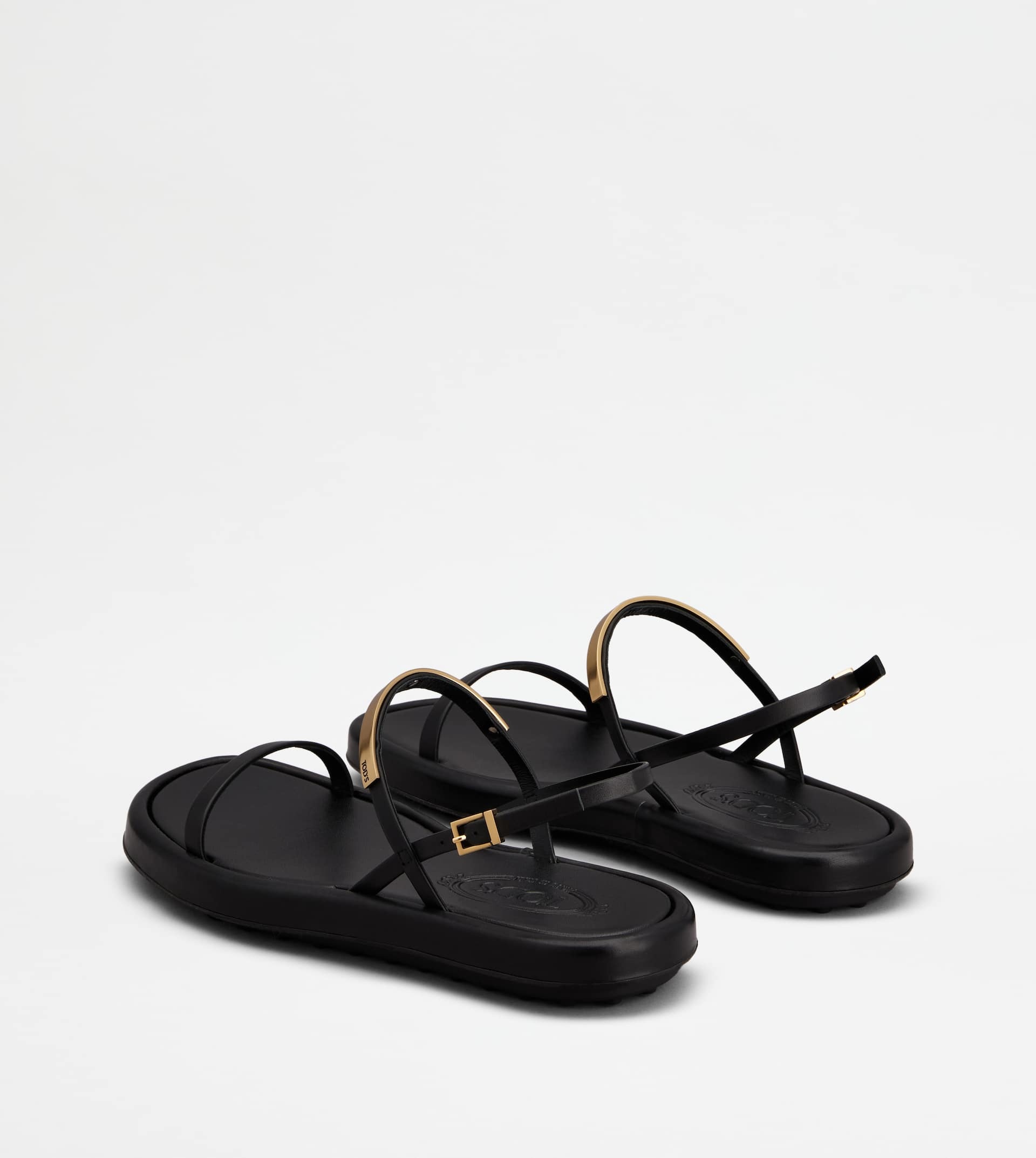 SANDALS IN LEATHER - BLACK - 3