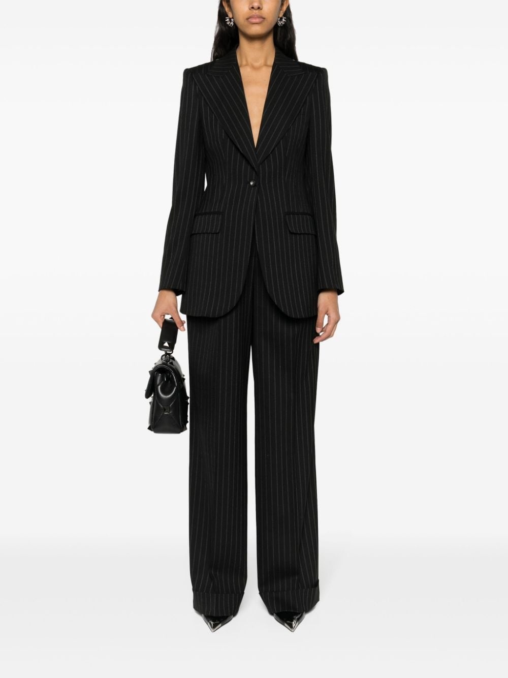 pinstriped single-breasted blazer - 2