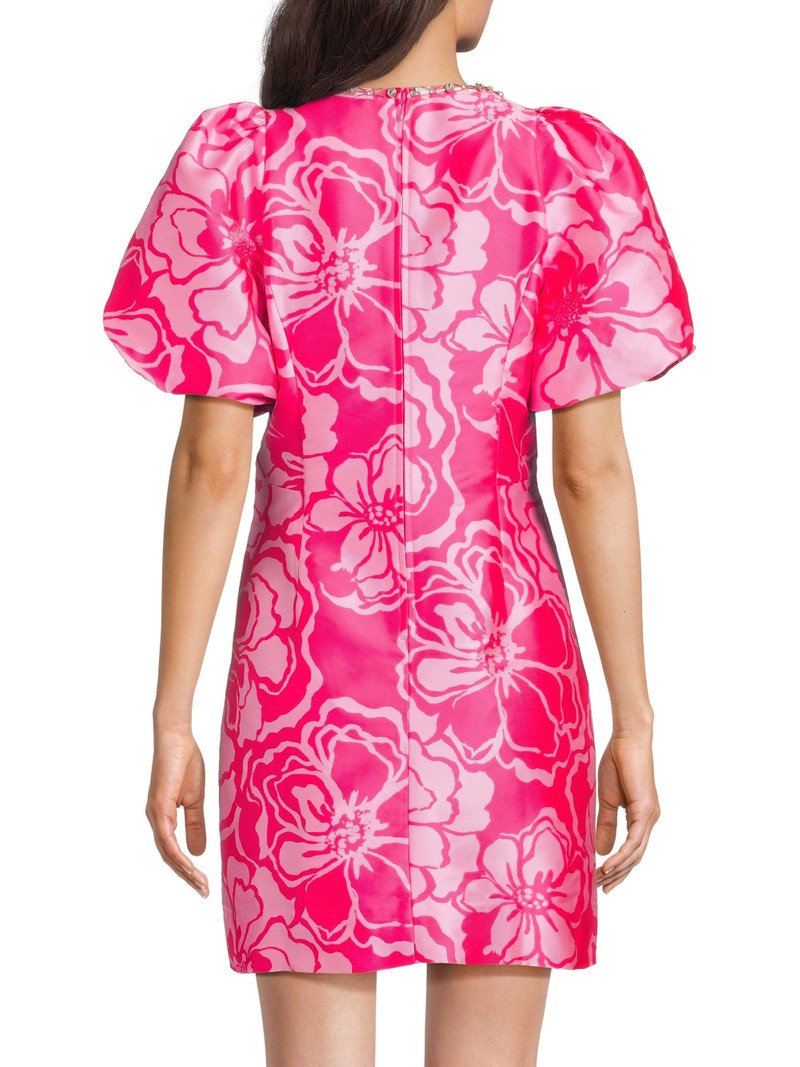 Women's Britnee Beaded Jacquard Shift Dress - Parigi Pink Go Big Satin 5