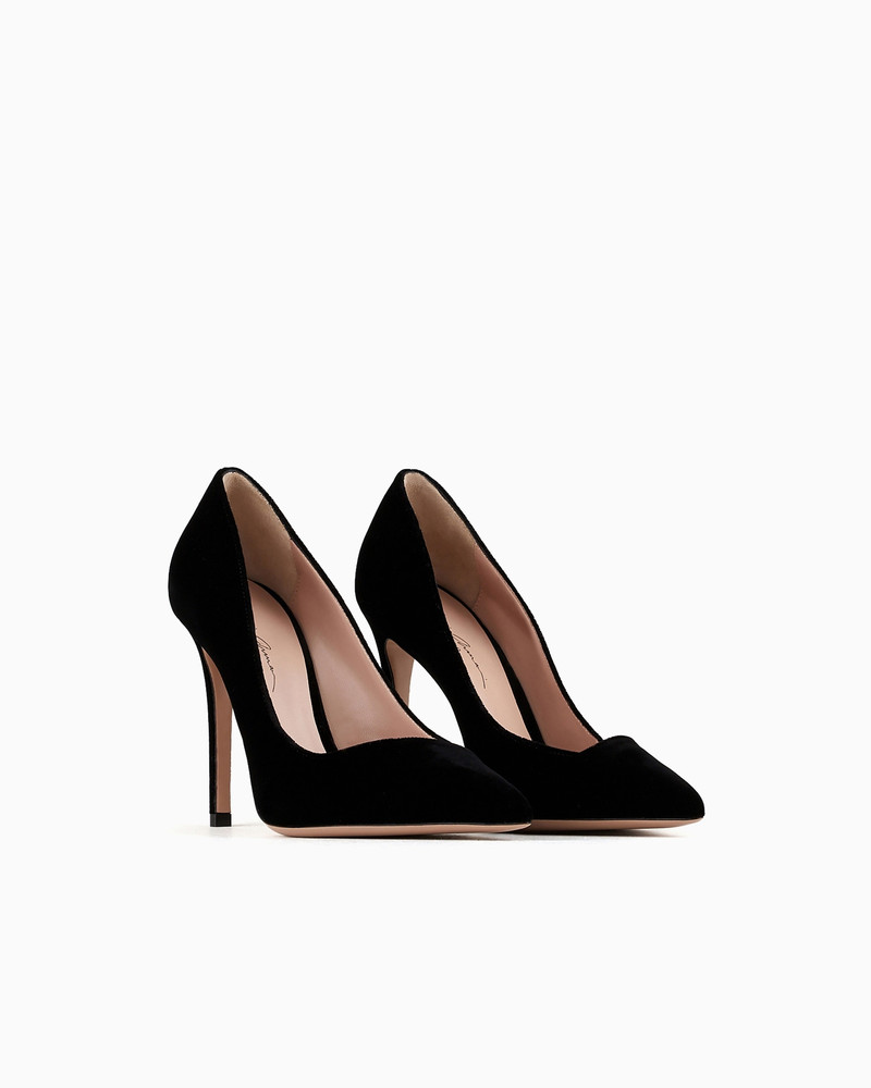 GIORGIO ARMANI Velvet court shoes with an asymmetric top line outlook