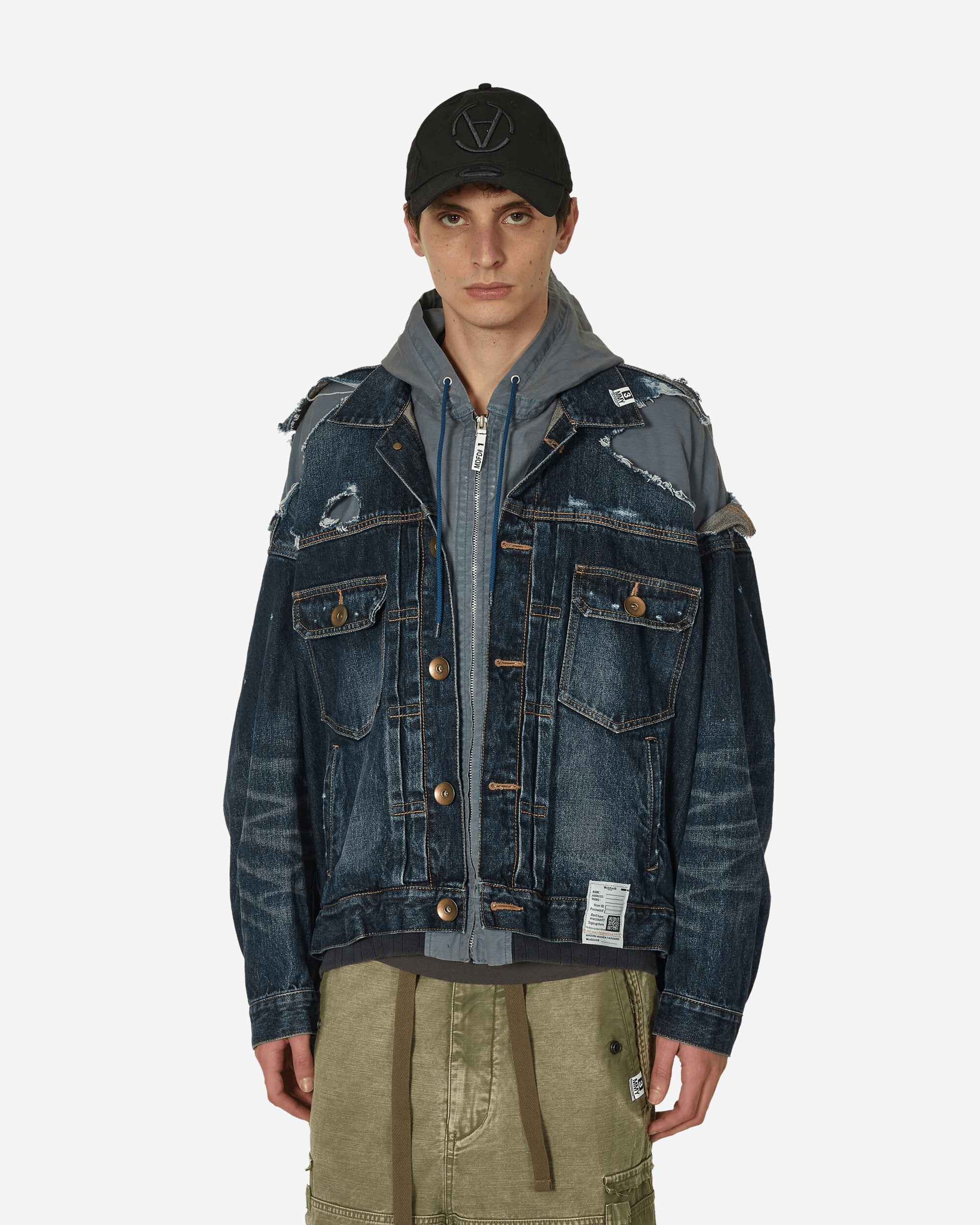 Double Layered Denim Hooded Jacket Indigo - 1