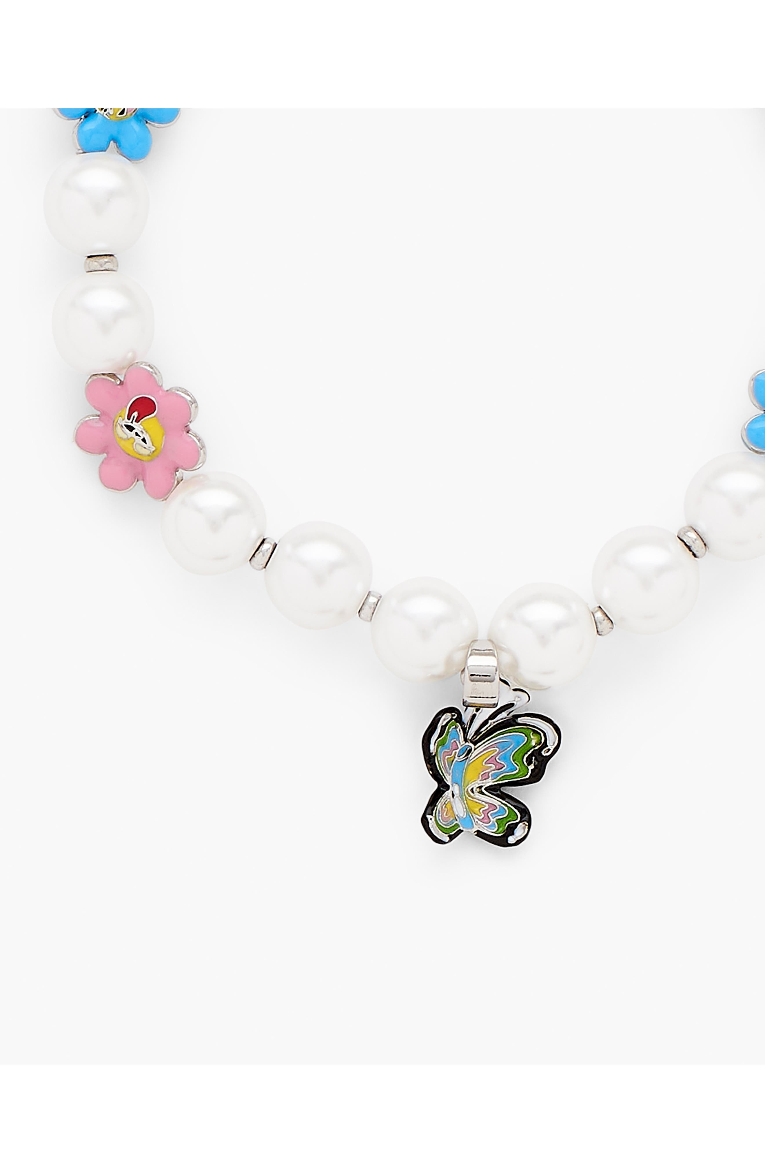 Marc Jacobs Garden Butterfly Faux Pearl Station Bracelet in Silver/multi at Nordstrom - 3