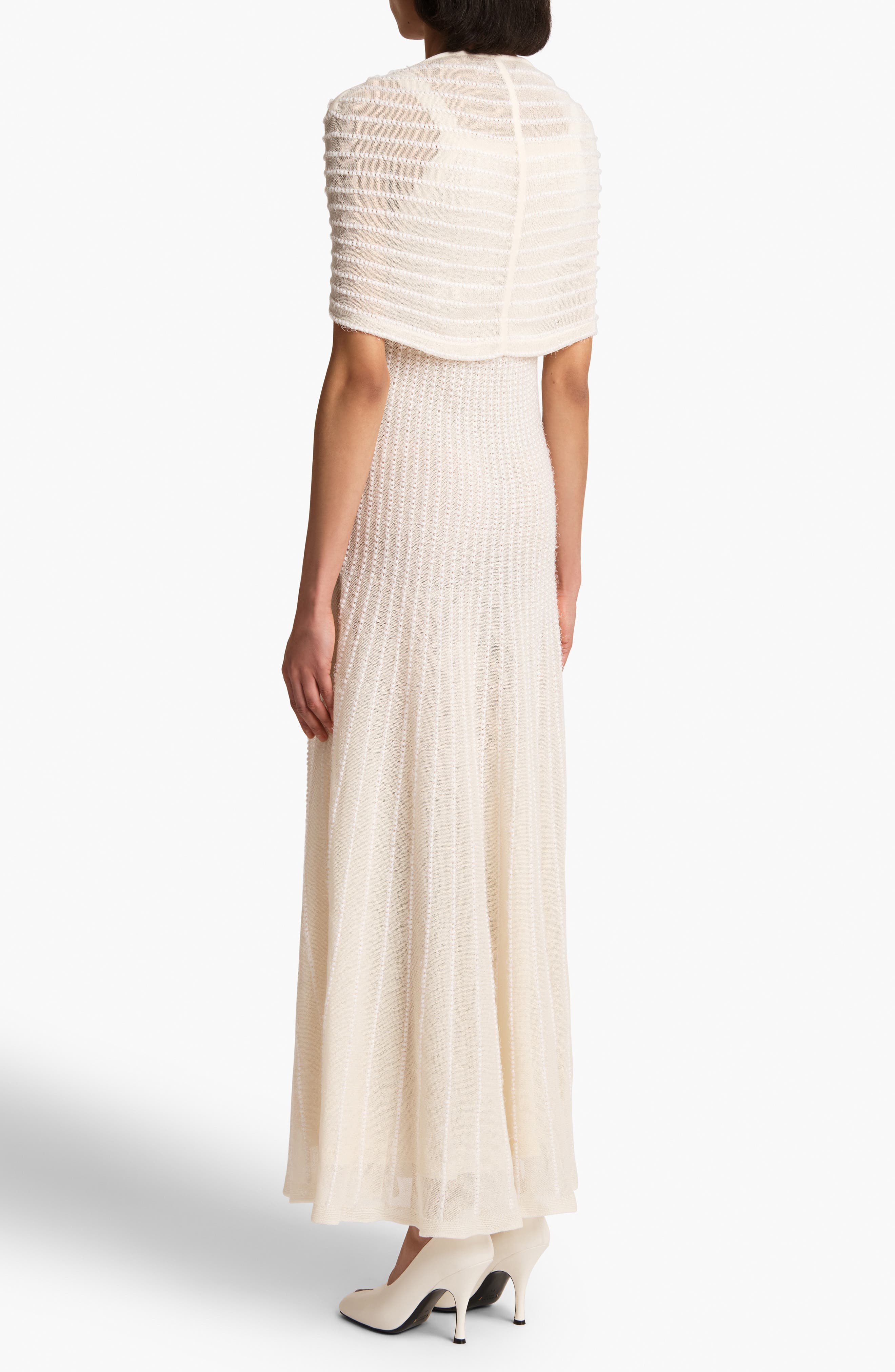 Khaite Thora Pointelle Maxi Sweater Dress with Removable Capelet in Glaze at Nordstrom - 2