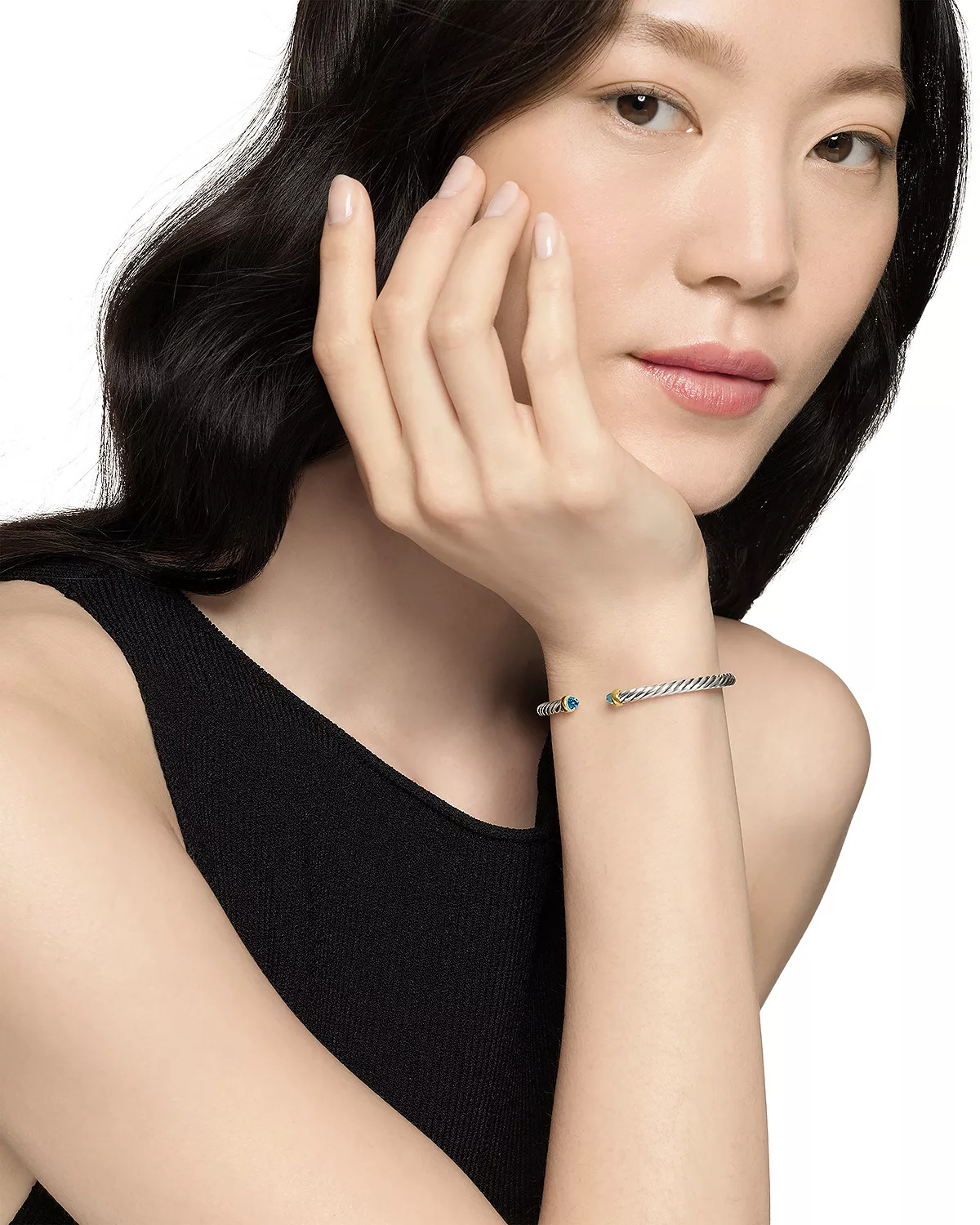 Sterling Silver & 14K Yellow Gold Cable Flex Bracelet, 4mm - 2