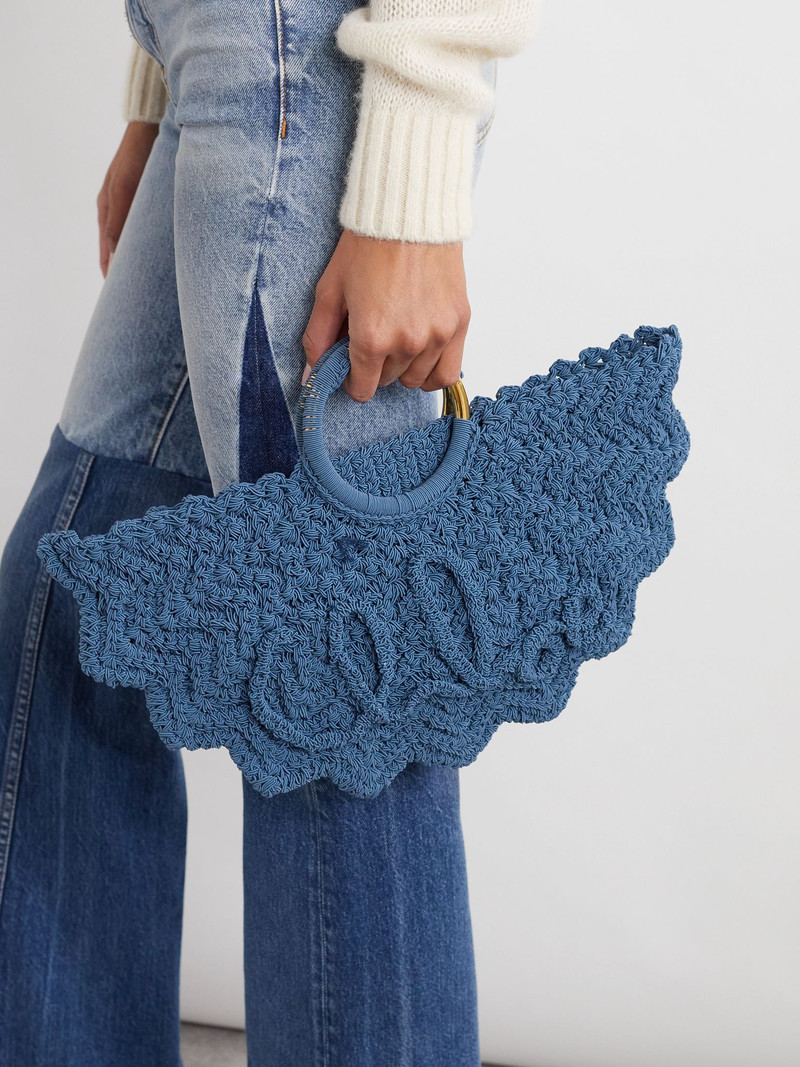 Chloé Scalloped crocheted tote Blue outlook