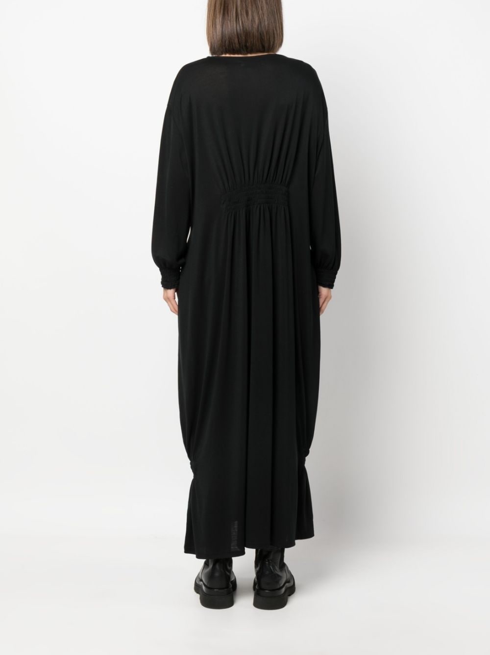 smocked-panel detail midi dress - 4
