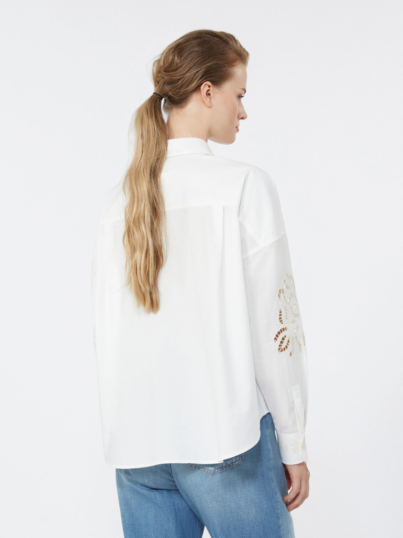 FONTE Cotton blouse with lace and embroideries - WHITE 4