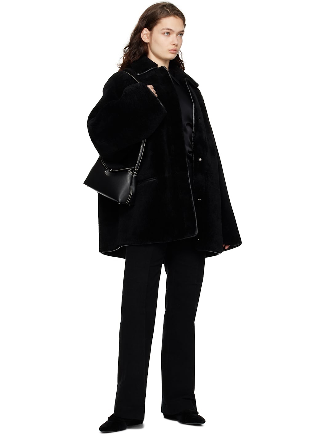 Black T-Lock Grained-Leather Clutch - 4