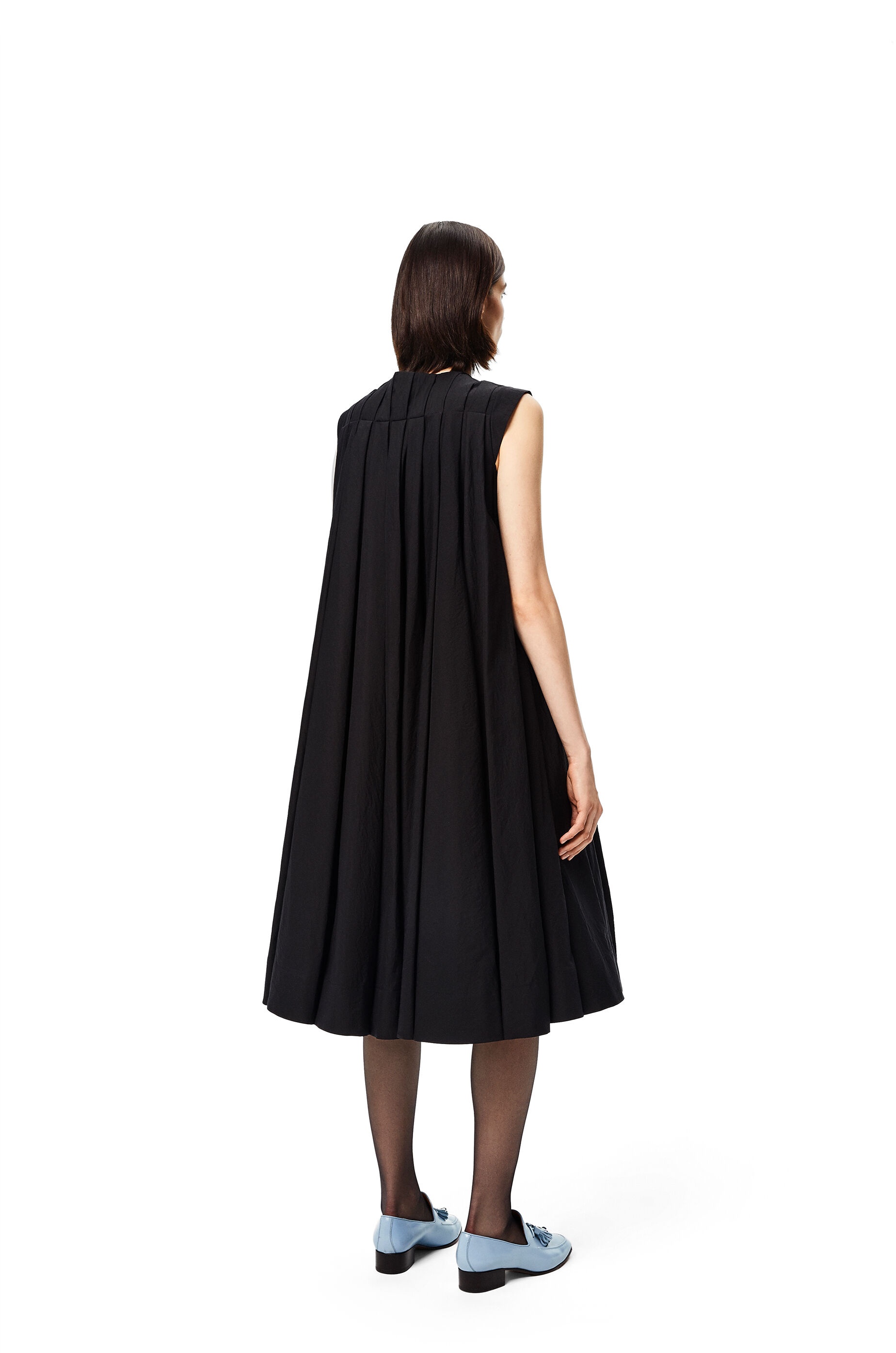 Pleated midi dress in cotton - 3