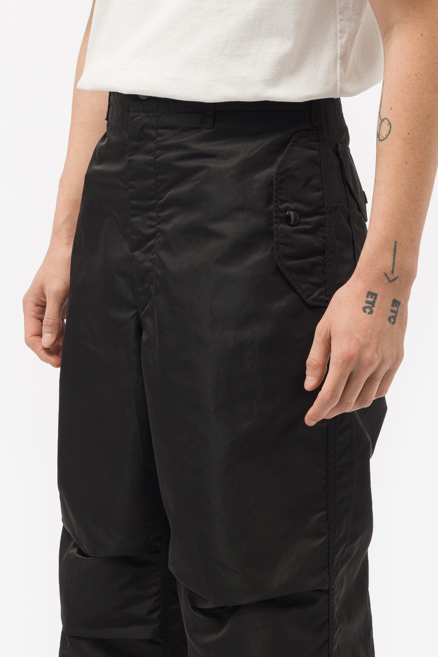 Over Pants in Black Flight Satin Nylon