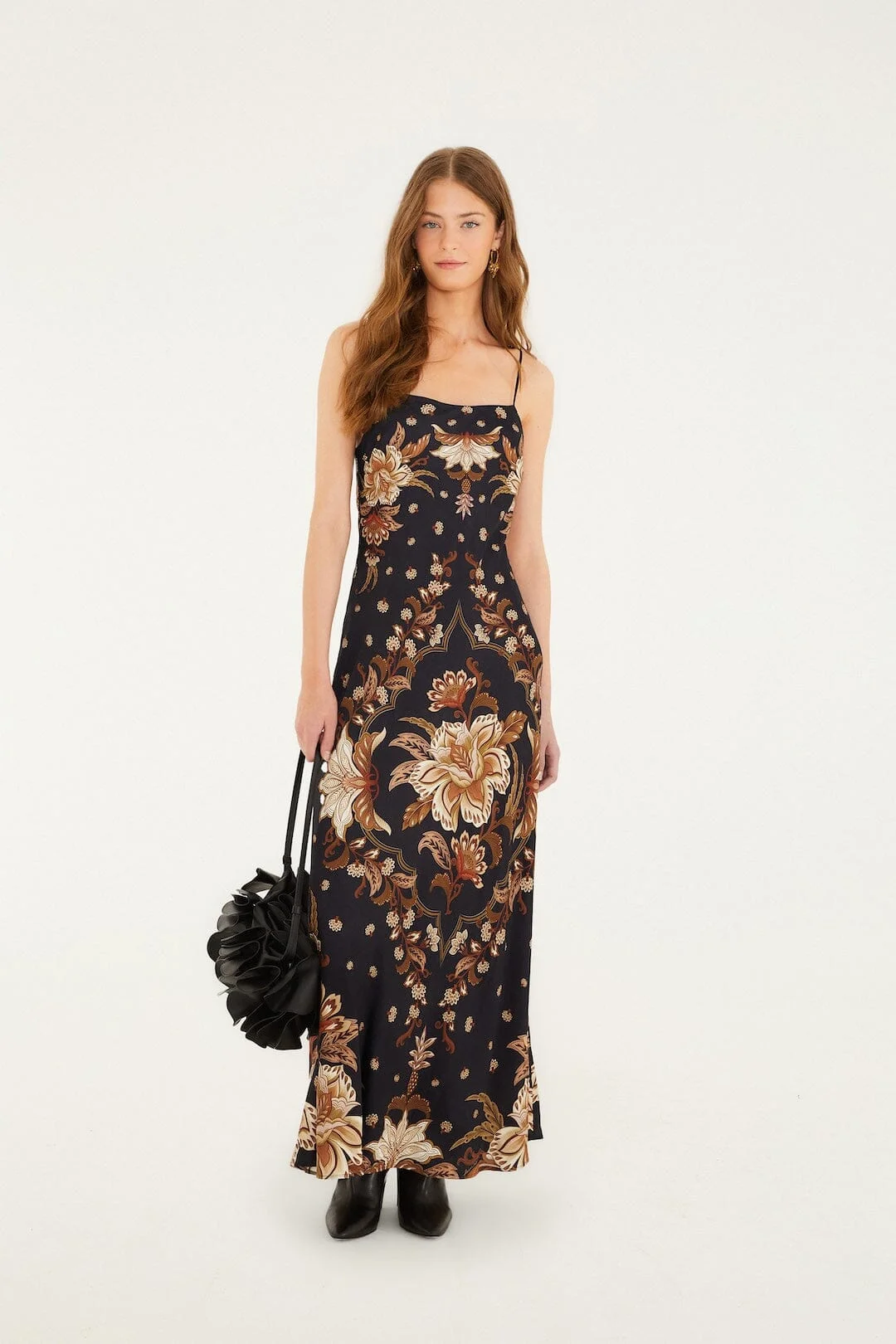 Black Majestic Garden Lenzing™ Ecovero™ Viscose Slip Maxi Dress - 1