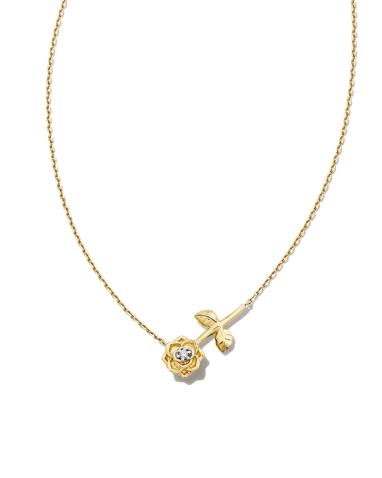 Ansel Rose 14k Yellow Gold Pendant Necklace in White Diamond - 1