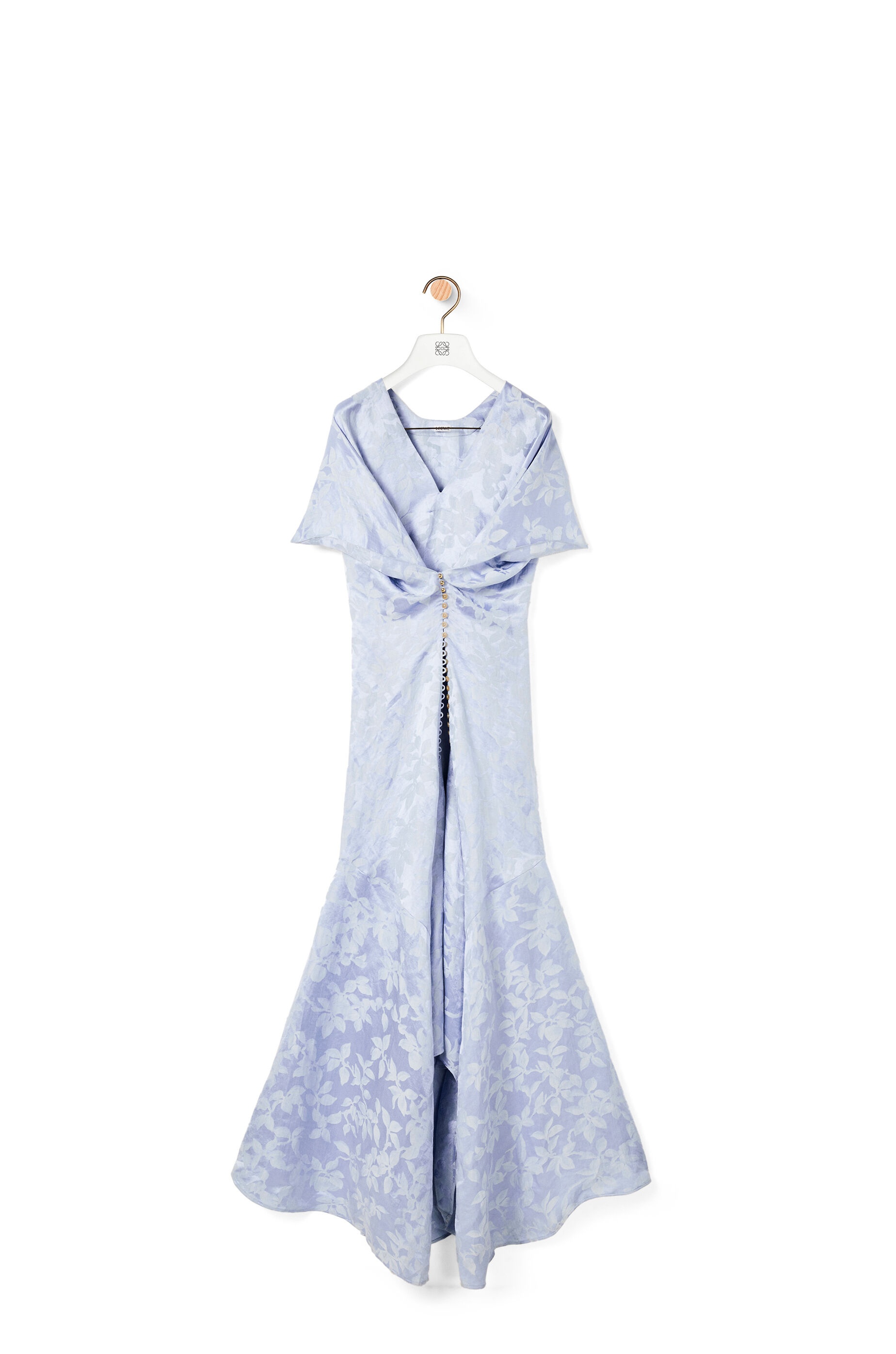 Flower jacquard dress in linen and silk - 1